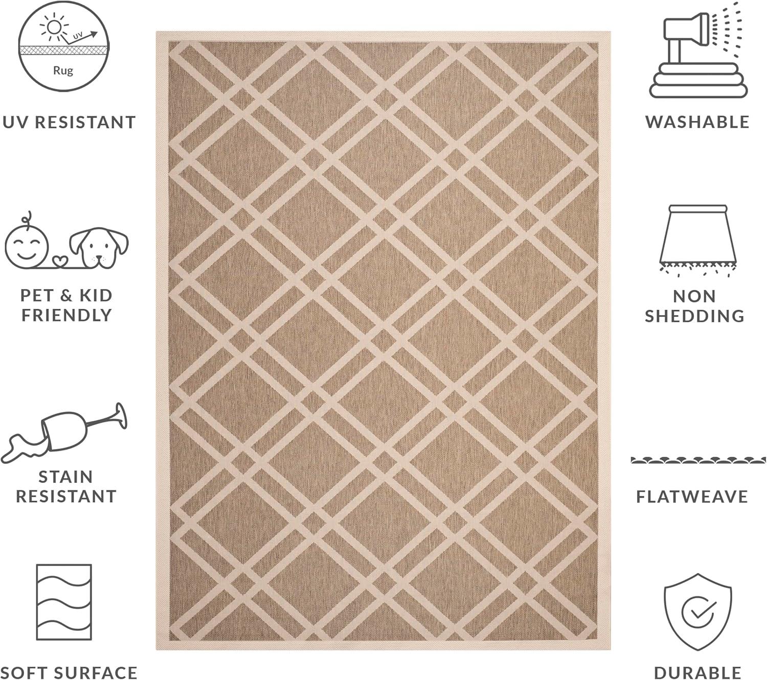 image:imageSAFAVIEH Courtyard Collection 8 x 11 NavyBeige CY6923 Trellis Indoor Outdoor Waterproof EasyCleaning Patio Backyard Mudroom AreaRugBrownBone