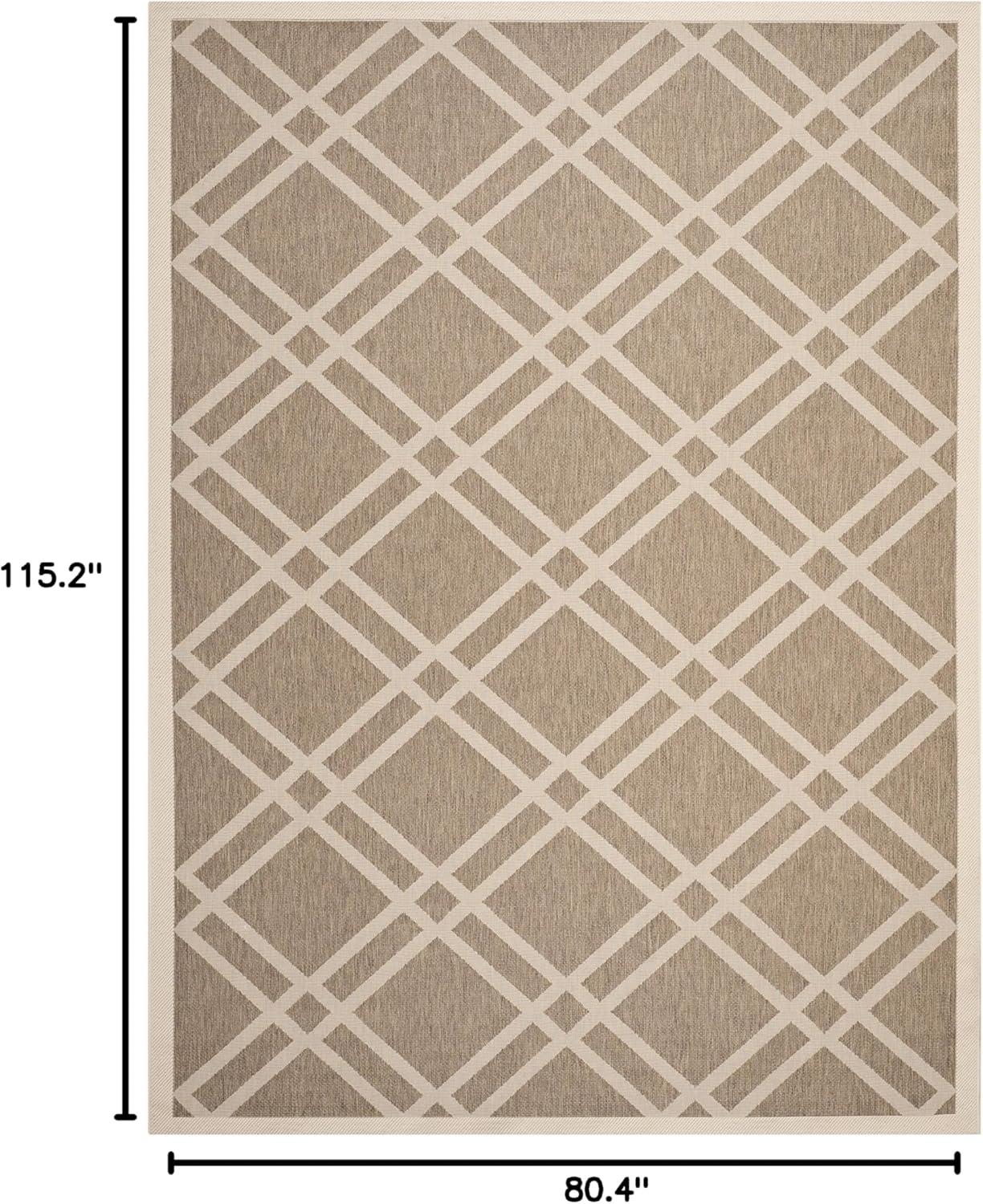 image:imageSAFAVIEH Courtyard Collection 8 x 11 NavyBeige CY6923 Trellis Indoor Outdoor Waterproof EasyCleaning Patio Backyard Mudroom AreaRugBrownBone