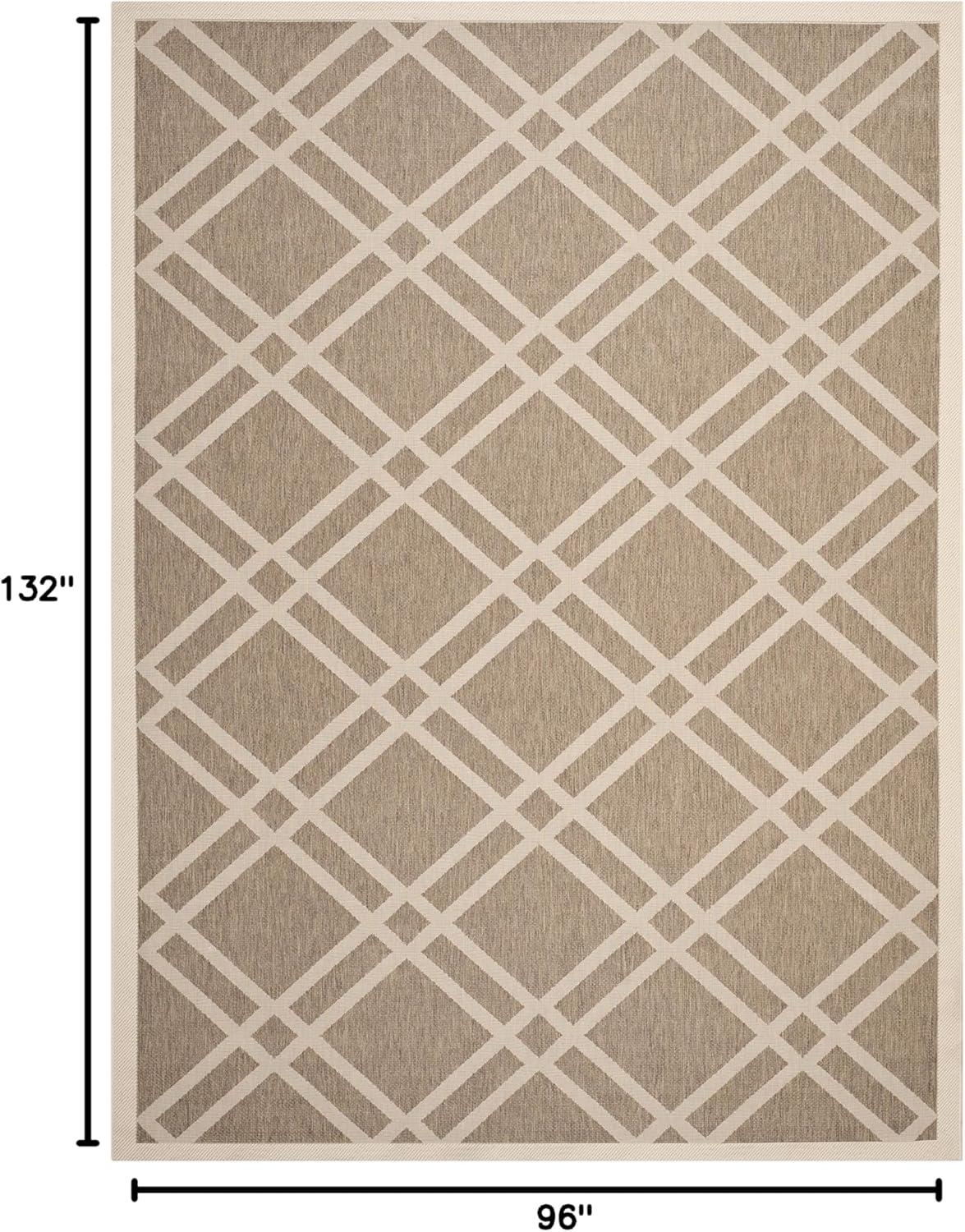 image:imageSAFAVIEH Courtyard Collection 8 x 11 NavyBeige CY6923 Trellis Indoor Outdoor Waterproof EasyCleaning Patio Backyard Mudroom AreaRugBrownBone