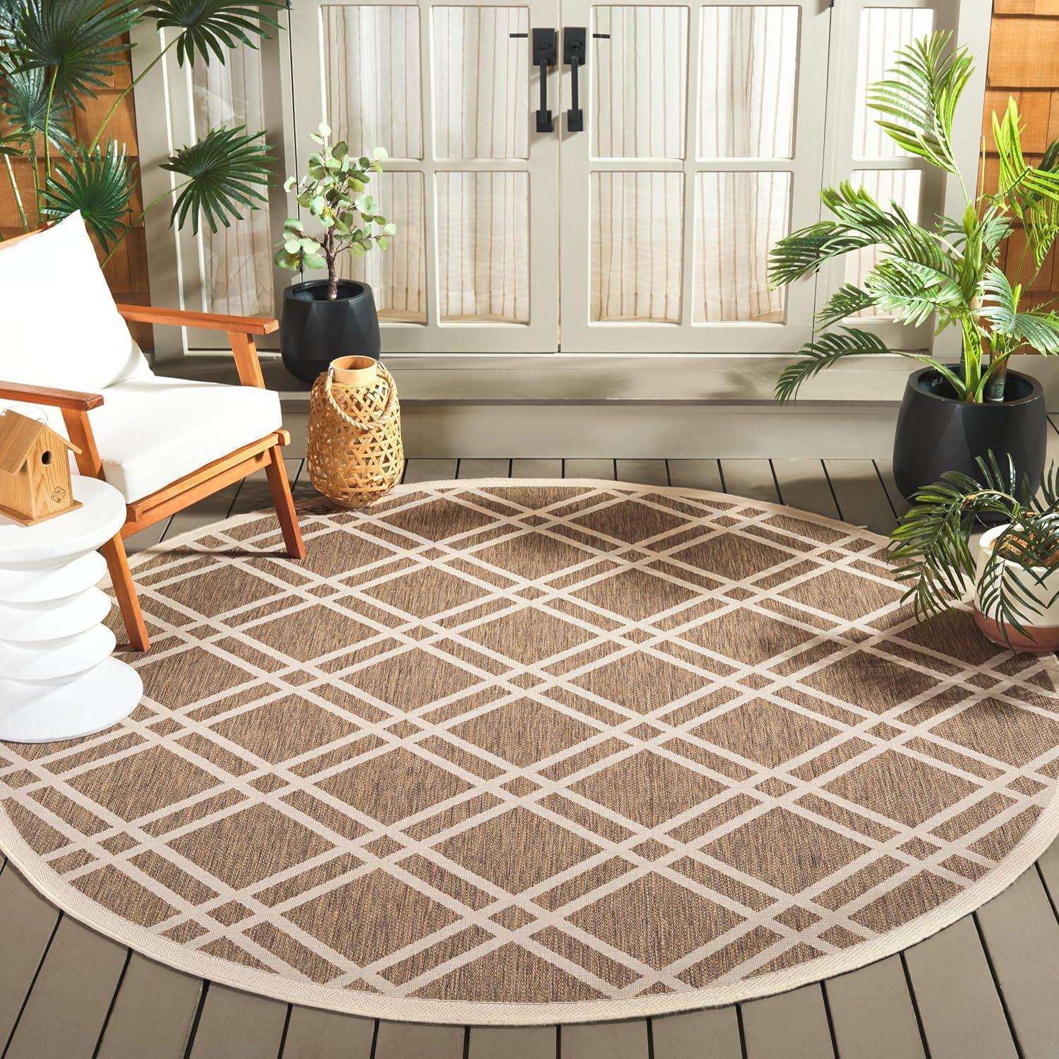 image:imageSAFAVIEH Courtyard Collection 8 x 11 NavyBeige CY6923 Trellis Indoor Outdoor Waterproof EasyCleaning Patio Backyard Mudroom AreaRugBrownBone