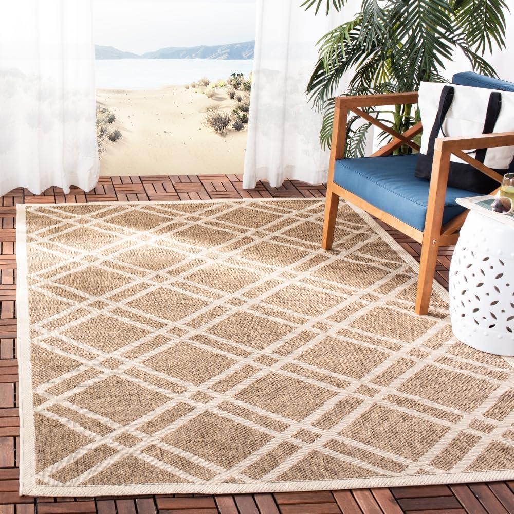 image:imageSAFAVIEH Courtyard Collection 8 x 11 NavyBeige CY6923 Trellis Indoor Outdoor Waterproof EasyCleaning Patio Backyard Mudroom AreaRugBrownBone