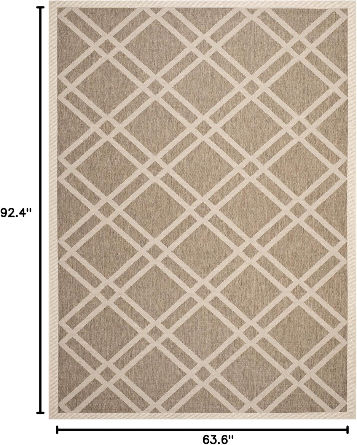 image:imageSAFAVIEH Courtyard Collection 8 x 11 NavyBeige CY6923 Trellis Indoor Outdoor Waterproof EasyCleaning Patio Backyard Mudroom AreaRugBrownBone
