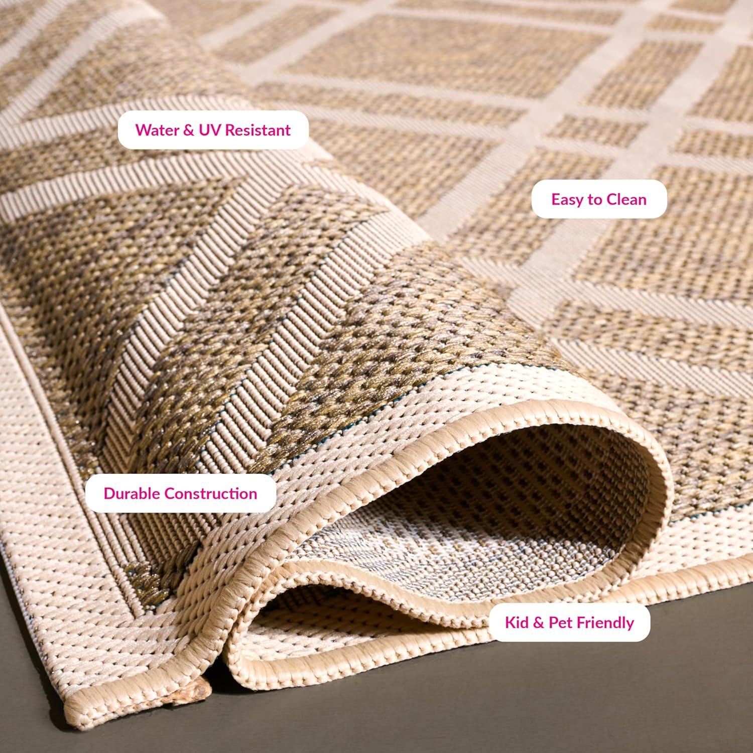 image:imageSAFAVIEH Courtyard Collection 8 x 11 NavyBeige CY6923 Trellis Indoor Outdoor Waterproof EasyCleaning Patio Backyard Mudroom AreaRugBrownBone
