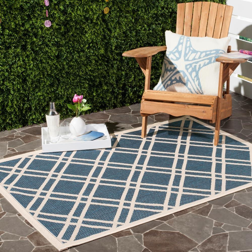 image:imageSAFAVIEH Courtyard Collection 8 x 11 NavyBeige CY6923 Trellis Indoor Outdoor Waterproof EasyCleaning Patio Backyard Mudroom AreaRugNavyBeige
