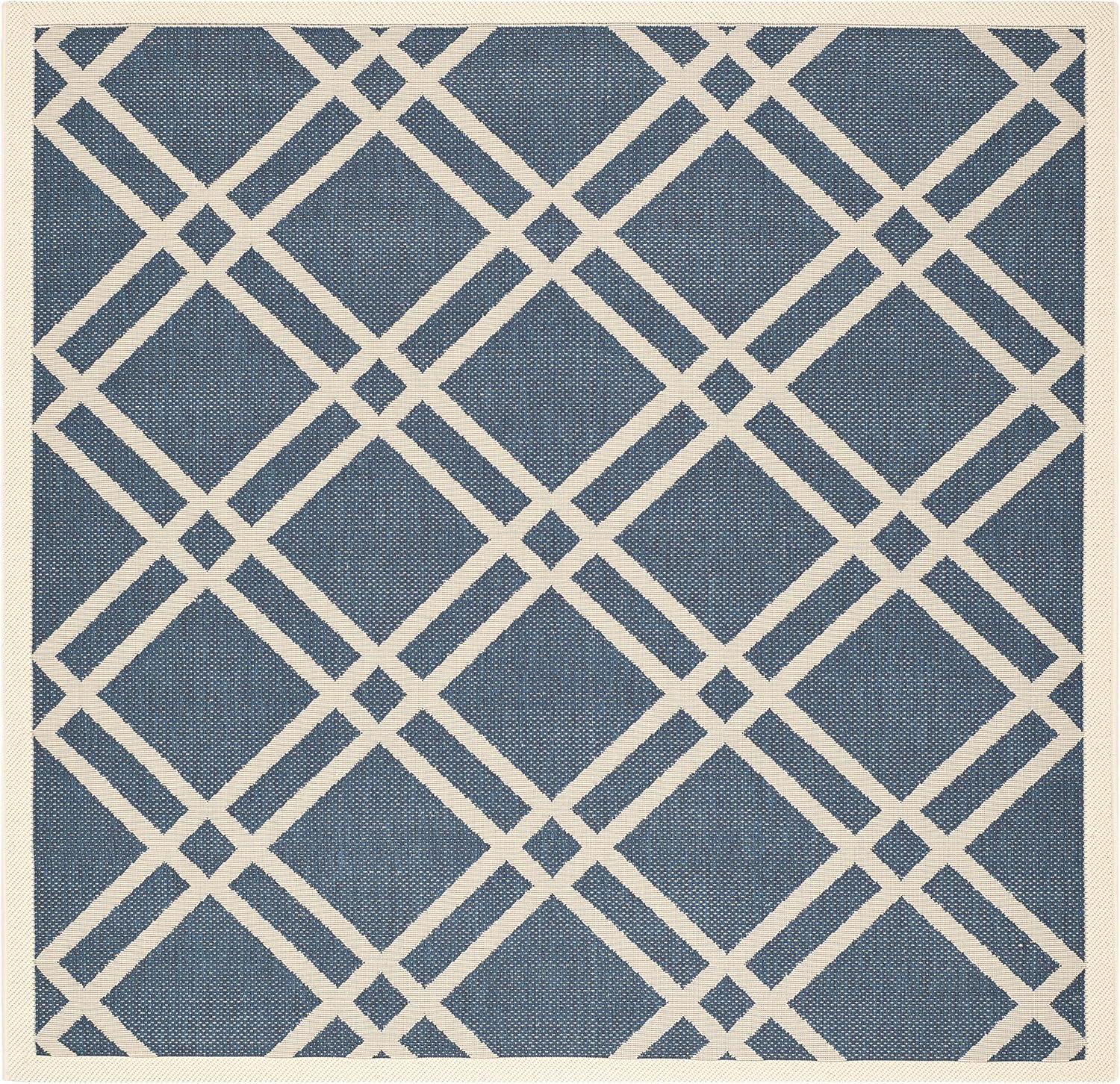 image:imageSAFAVIEH Courtyard Collection 8 x 11 NavyBeige CY6923 Trellis Indoor Outdoor Waterproof EasyCleaning Patio Backyard Mudroom AreaRugNavyBeige