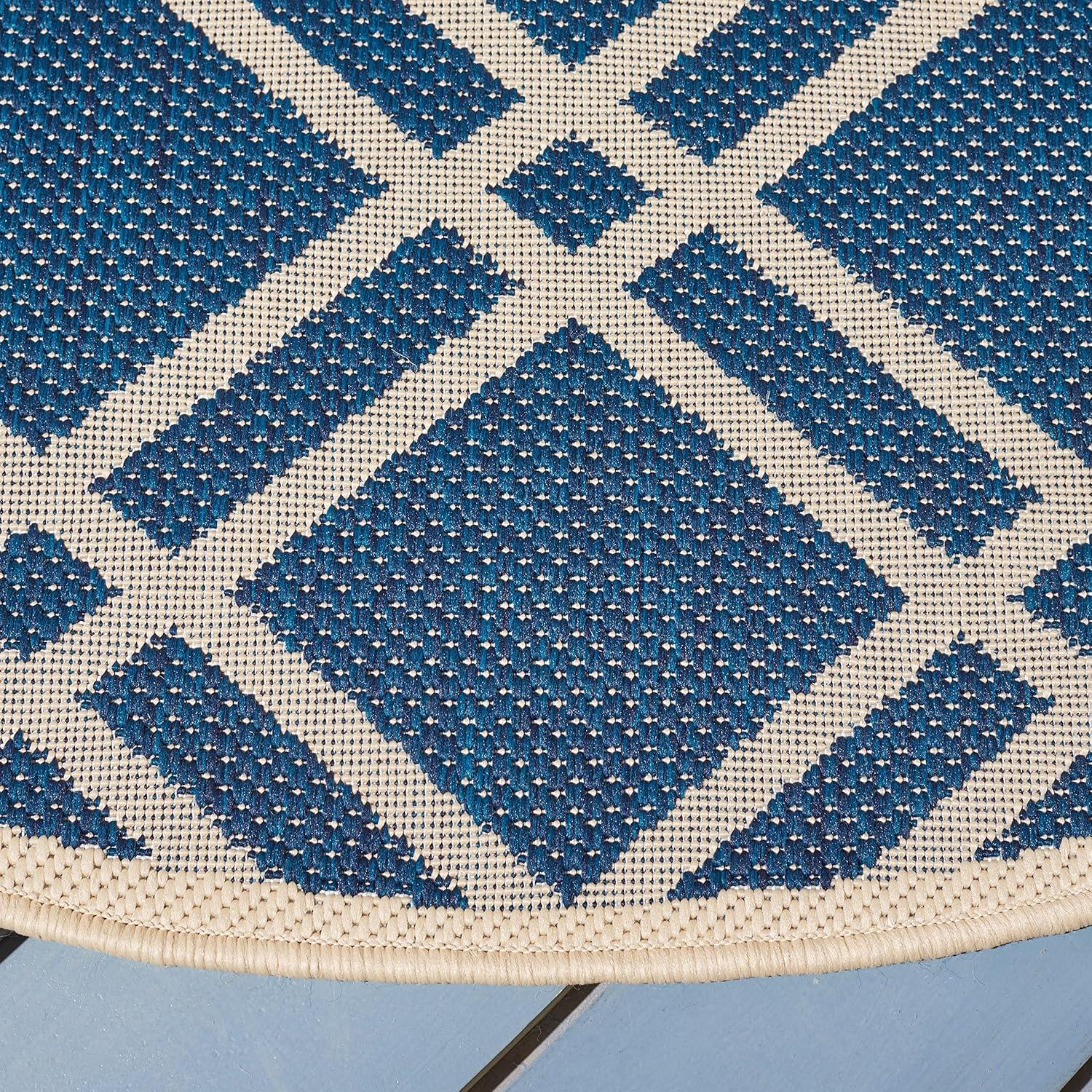image:imageSAFAVIEH Courtyard Collection 8 x 11 NavyBeige CY6923 Trellis Indoor Outdoor Waterproof EasyCleaning Patio Backyard Mudroom AreaRugNavyBeige