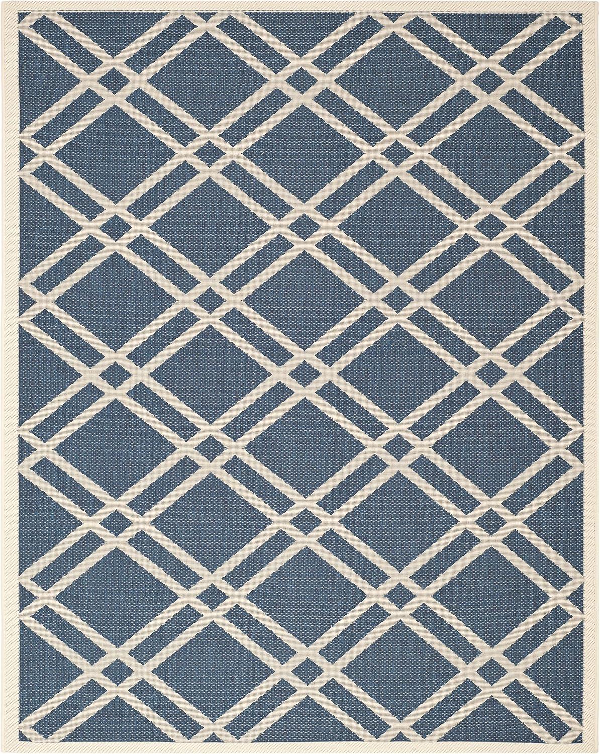 image:imageSAFAVIEH Courtyard Collection 8 x 11 NavyBeige CY6923 Trellis Indoor Outdoor Waterproof EasyCleaning Patio Backyard Mudroom AreaRugNavyBeige