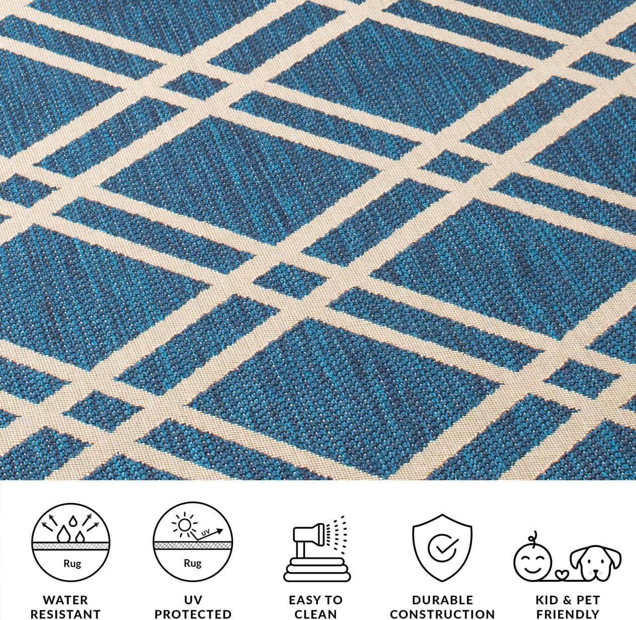 image:imageSAFAVIEH Courtyard Collection 8 x 11 NavyBeige CY6923 Trellis Indoor Outdoor Waterproof EasyCleaning Patio Backyard Mudroom AreaRugNavyBeige