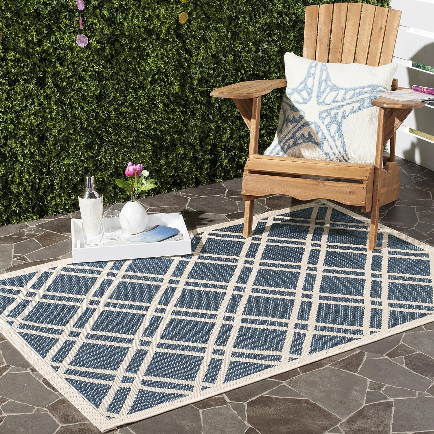 image:imageSAFAVIEH Courtyard Collection 8 x 11 NavyBeige CY6923 Trellis Indoor Outdoor Waterproof EasyCleaning Patio Backyard Mudroom AreaRugNavyBeige