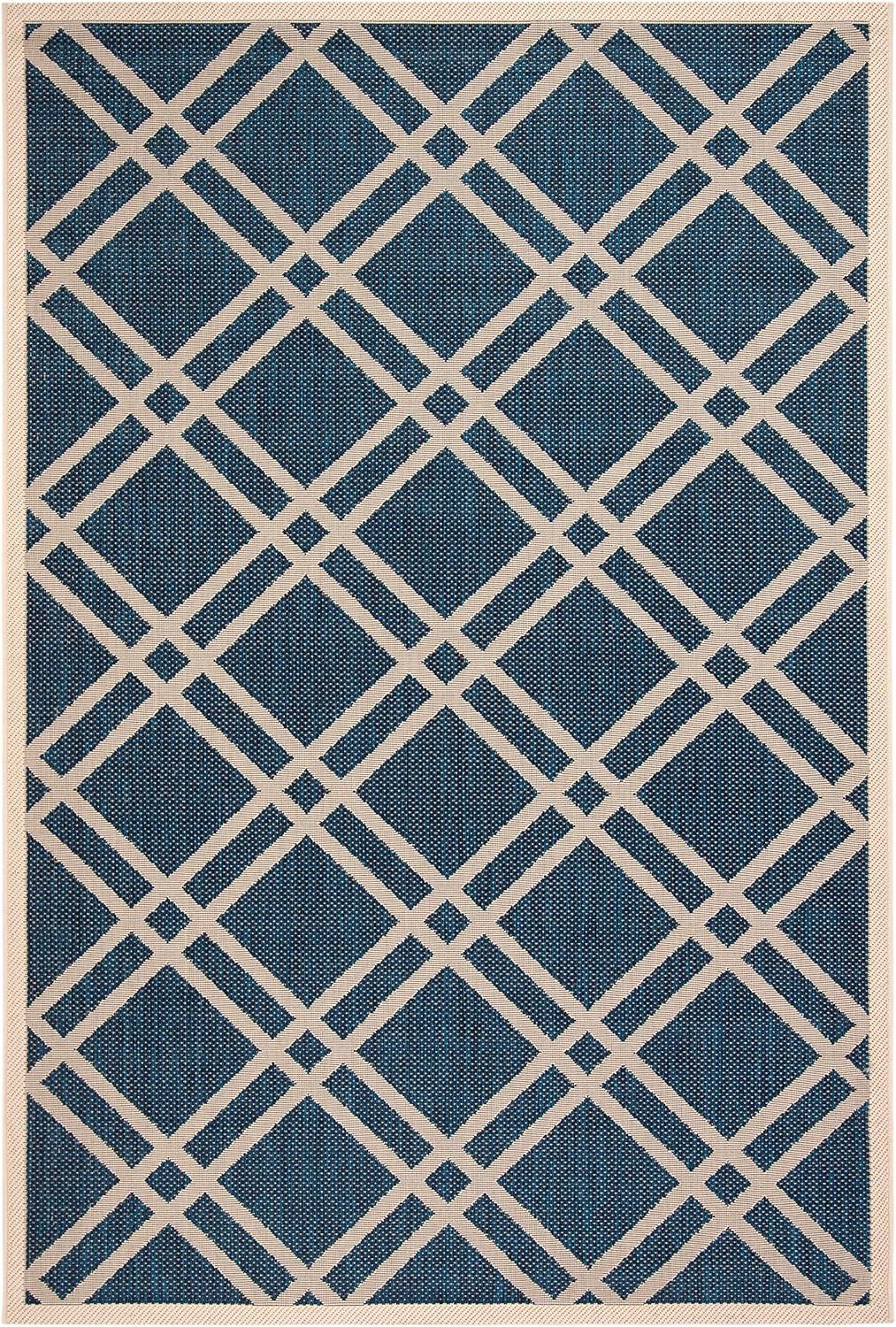 image:imageSAFAVIEH Courtyard Collection 8 x 11 NavyBeige CY6923 Trellis Indoor Outdoor Waterproof EasyCleaning Patio Backyard Mudroom AreaRugNavyBeige