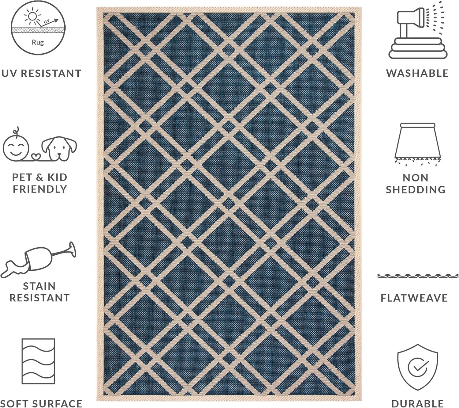 image:imageSAFAVIEH Courtyard Collection 8 x 11 NavyBeige CY6923 Trellis Indoor Outdoor Waterproof EasyCleaning Patio Backyard Mudroom AreaRugNavyBeige