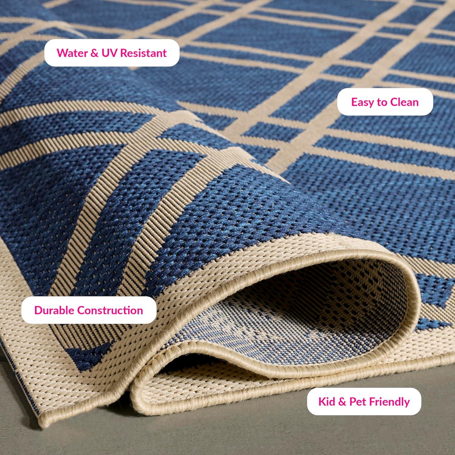 image:imageSAFAVIEH Courtyard Collection 8 x 11 NavyBeige CY6923 Trellis Indoor Outdoor Waterproof EasyCleaning Patio Backyard Mudroom AreaRugNavyBeige
