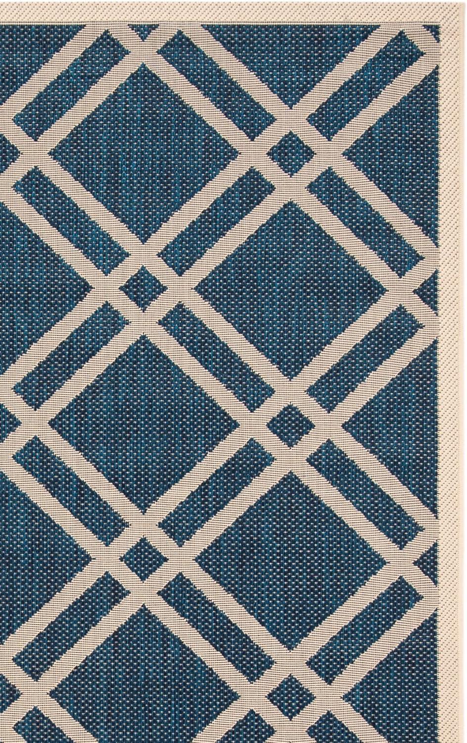 image:imageSAFAVIEH Courtyard Collection 8 x 11 NavyBeige CY6923 Trellis Indoor Outdoor Waterproof EasyCleaning Patio Backyard Mudroom AreaRugNavyBeige