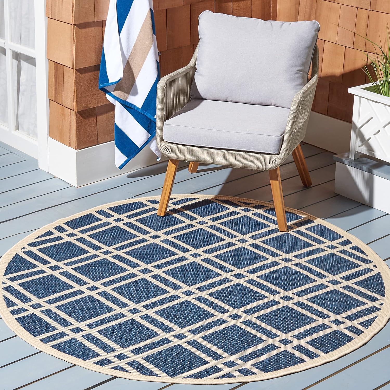image:imageSAFAVIEH Courtyard Collection 8 x 11 NavyBeige CY6923 Trellis Indoor Outdoor Waterproof EasyCleaning Patio Backyard Mudroom AreaRugNavyBeige
