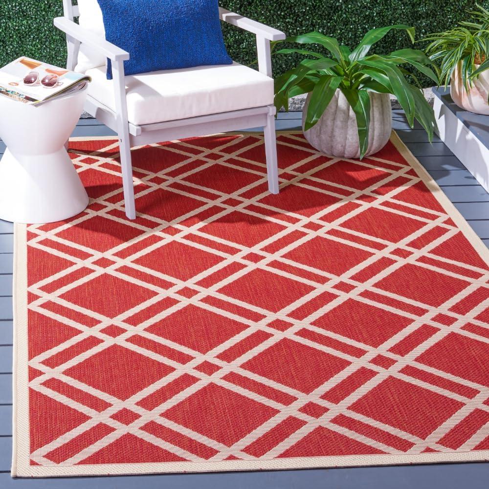 image:imageSAFAVIEH Courtyard Collection 8 x 11 NavyBeige CY6923 Trellis Indoor Outdoor Waterproof EasyCleaning Patio Backyard Mudroom AreaRugRedBone
