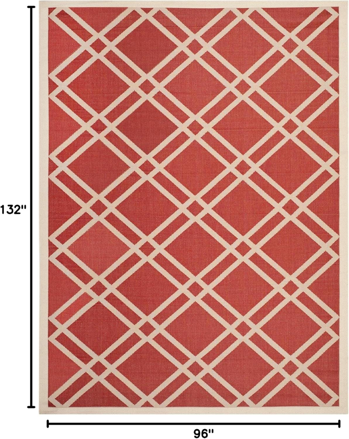 image:imageSAFAVIEH Courtyard Collection 8 x 11 NavyBeige CY6923 Trellis Indoor Outdoor Waterproof EasyCleaning Patio Backyard Mudroom AreaRugRedBone