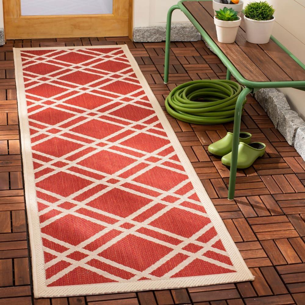 image:imageSAFAVIEH Courtyard Collection 8 x 11 NavyBeige CY6923 Trellis Indoor Outdoor Waterproof EasyCleaning Patio Backyard Mudroom AreaRugRedBone