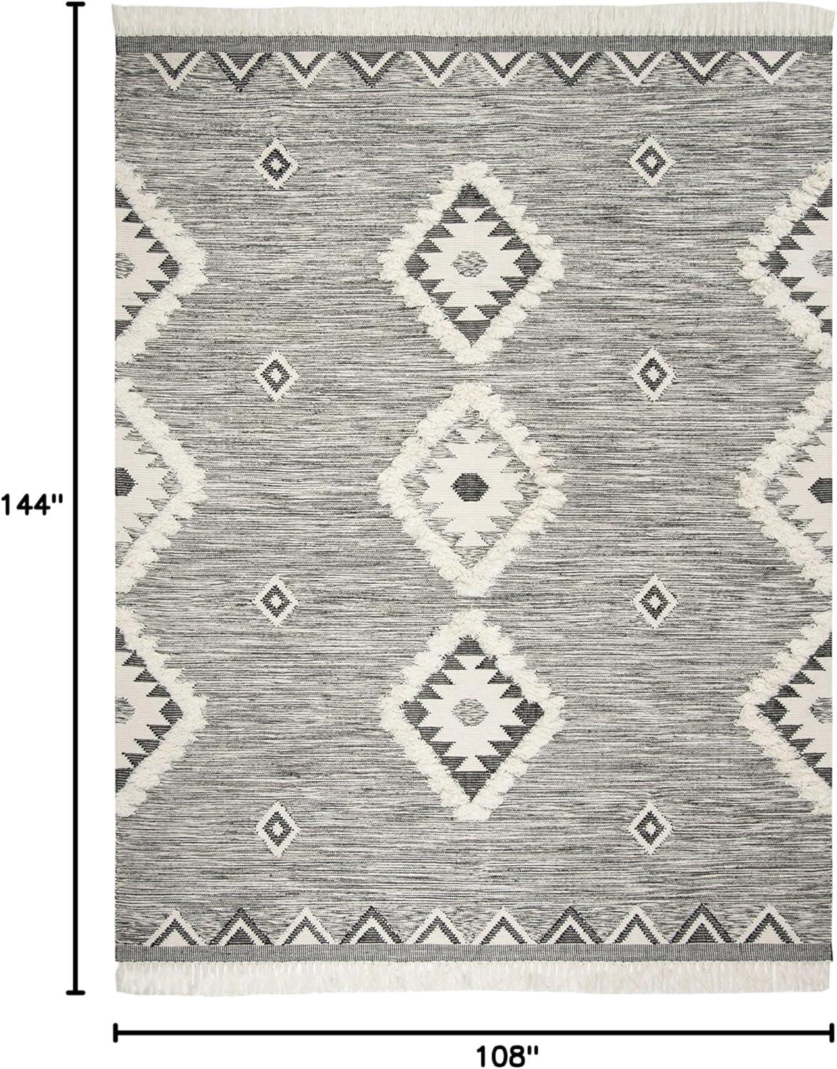 image:imageSAFAVIEH Kenya Collection Area Rug 6 x 9 Black amp Ivory HandKnotted Moroccan Tribal Tassel Wool Ideal for High Traffic Areas in Living Room Bedroom KNY906HBlackIvory
