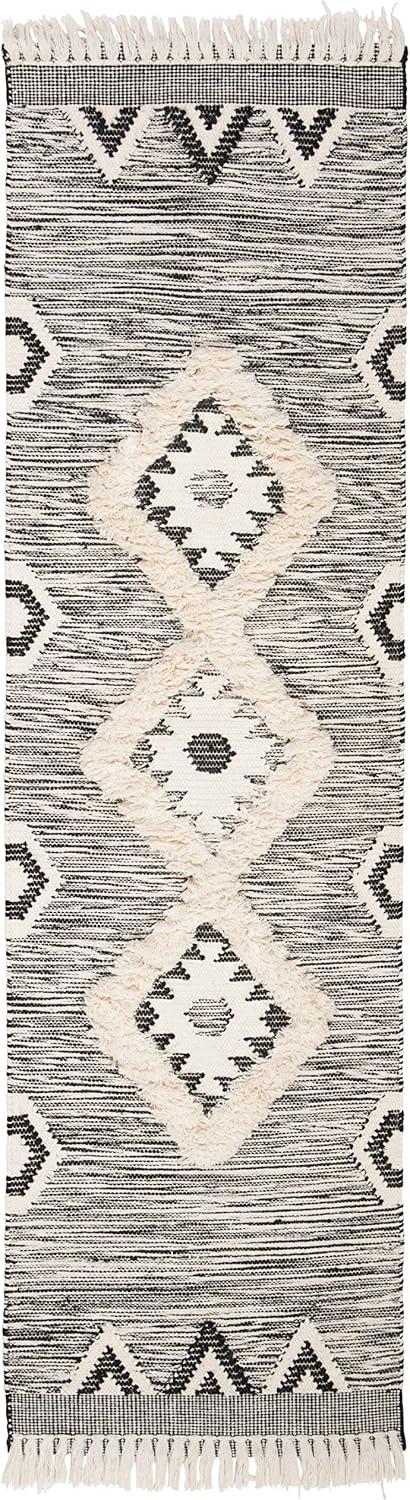 image:imageSAFAVIEH Kenya Collection Area Rug 6 x 9 Black amp Ivory HandKnotted Moroccan Tribal Tassel Wool Ideal for High Traffic Areas in Living Room Bedroom KNY906HBlackIvory