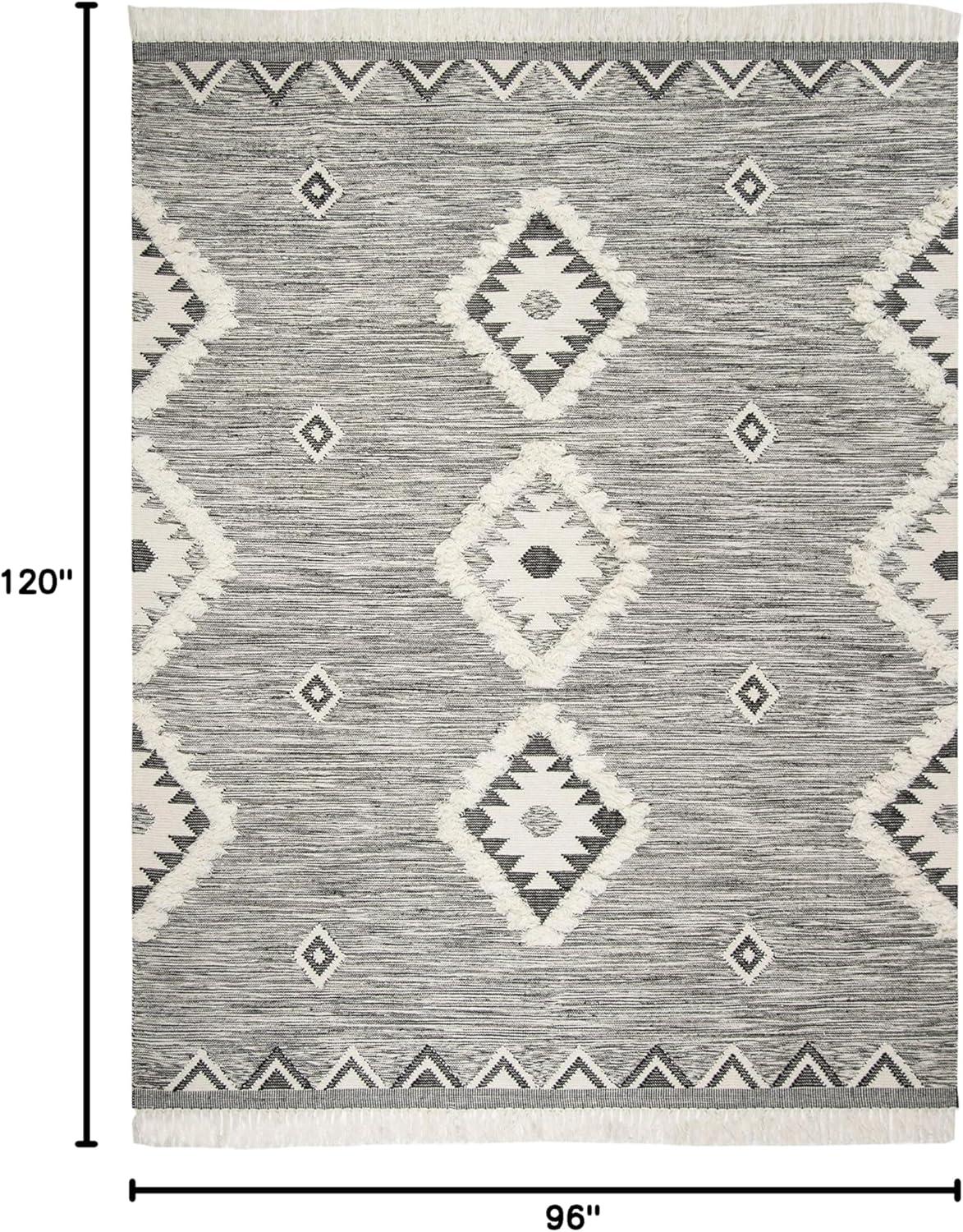 image:imageSAFAVIEH Kenya Collection Area Rug 6 x 9 Black amp Ivory HandKnotted Moroccan Tribal Tassel Wool Ideal for High Traffic Areas in Living Room Bedroom KNY906HBlackIvory