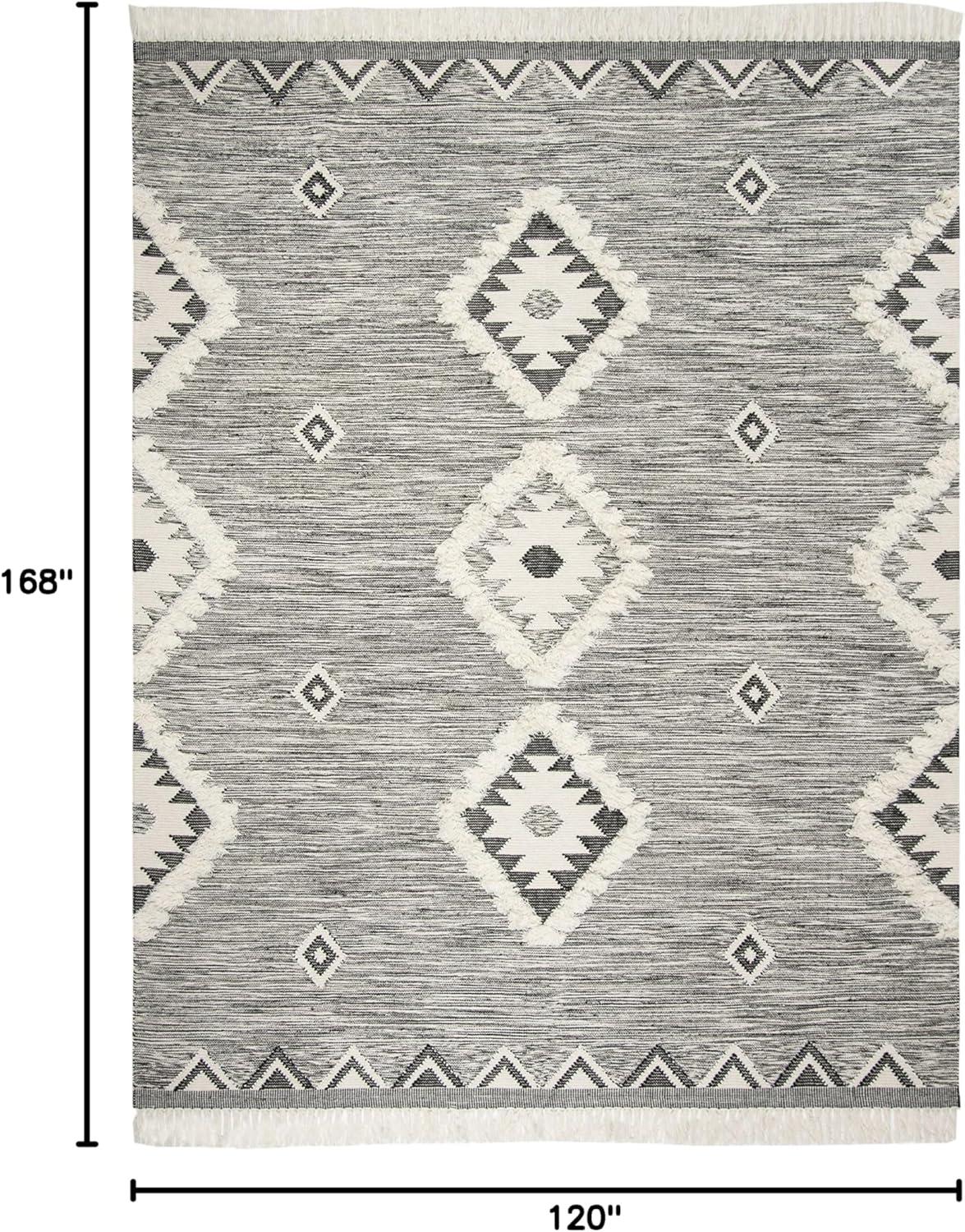 image:imageSAFAVIEH Kenya Collection Area Rug 6 x 9 Black amp Ivory HandKnotted Moroccan Tribal Tassel Wool Ideal for High Traffic Areas in Living Room Bedroom KNY906HBlackIvory