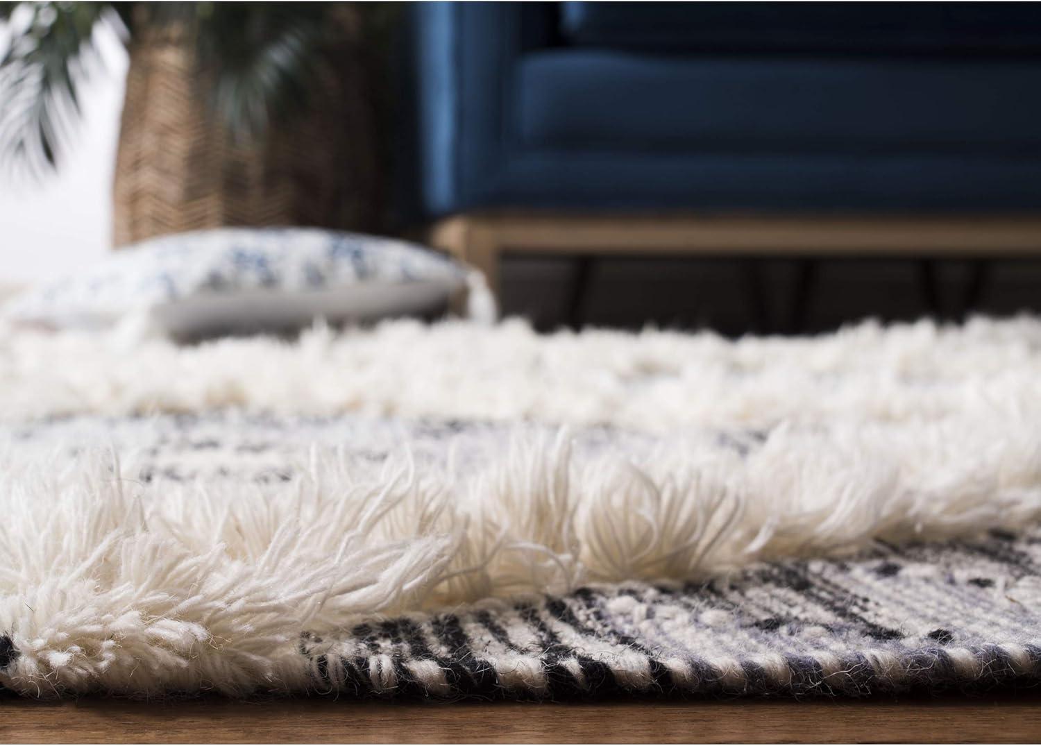 image:imageSAFAVIEH Kenya Collection Area Rug 6 x 9 Silver amp Ivory Handmade Moroccan Boho Tribal Wool Ideal for High Traffic Areas in Living Room Bedroom KNY455GCharcoalIvory