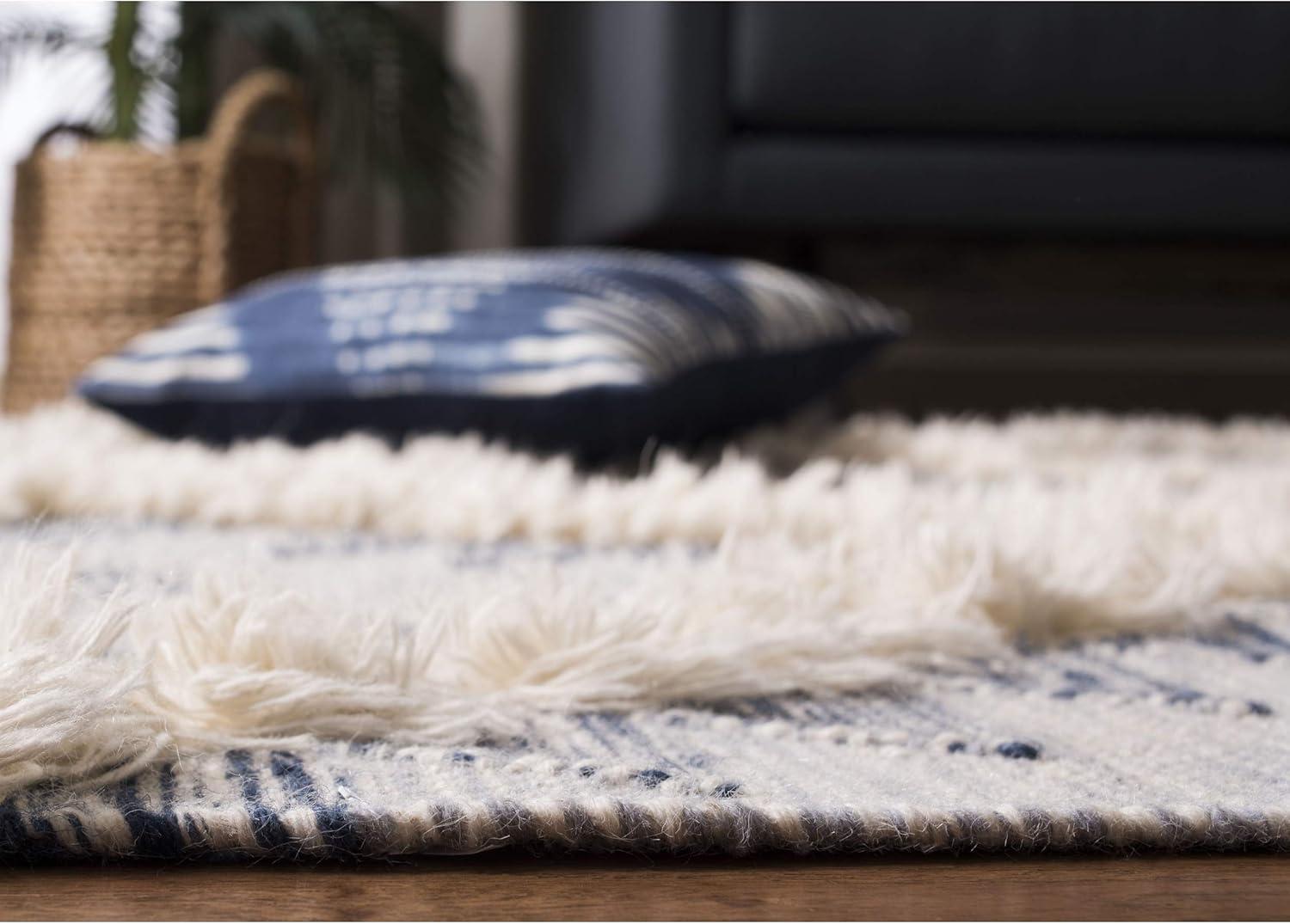 image:imageSAFAVIEH Kenya Collection Area Rug 6 x 9 Silver amp Ivory Handmade Moroccan Boho Tribal Wool Ideal for High Traffic Areas in Living Room Bedroom KNY455GSilverIvory