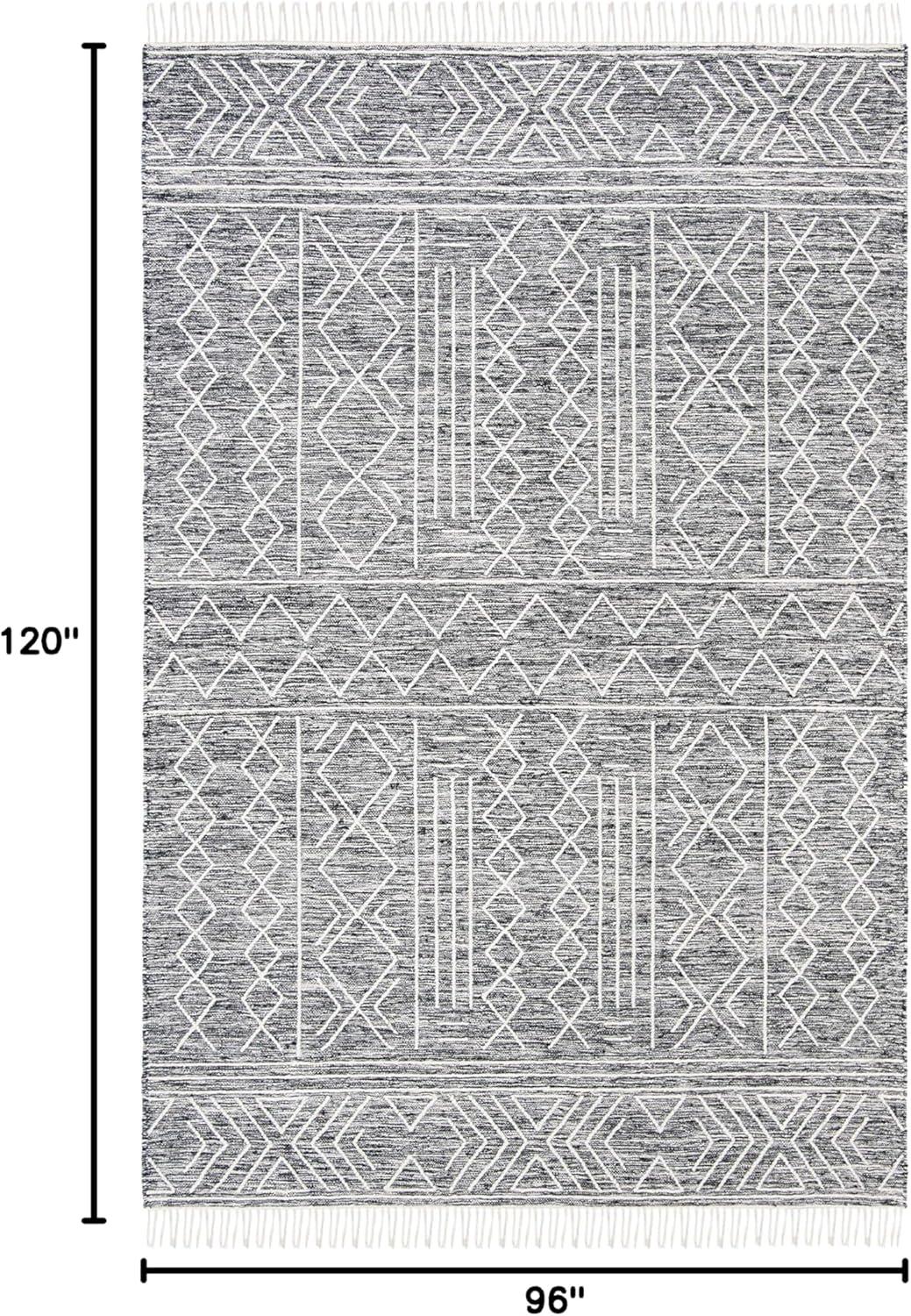 image:imageSAFAVIEH Kilim Collection Area Rug 5 x 8 Black amp Ivory Handmade Moroccan Fringe Wool Ideal for High Traffic Areas in Living Room Bedroom KLM521ABlackIvory