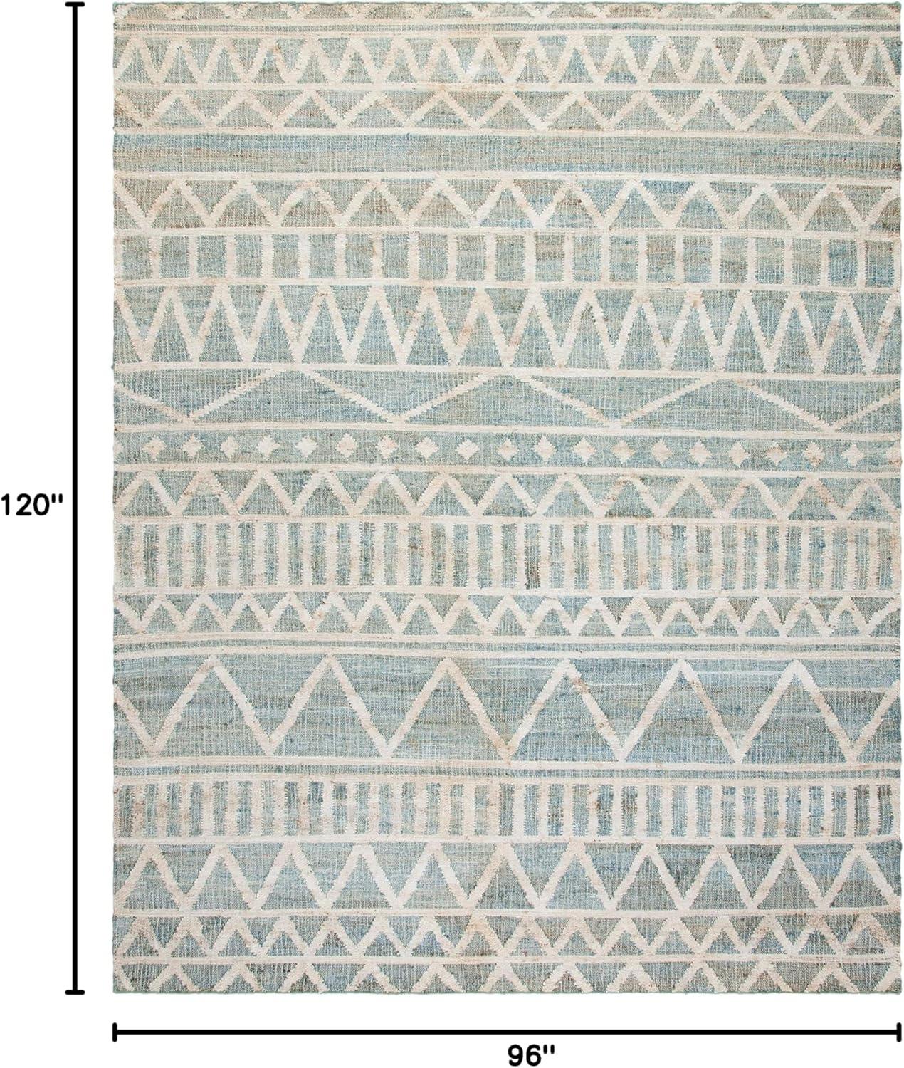 image:imageSAFAVIEH Kilim Collection Area Rug 5 x 8 Blue amp Beige Handmade Moroccan Boho Jute amp Cotton Ideal for High Traffic Areas in Living Room Bedroom KLM752HBlueBeige