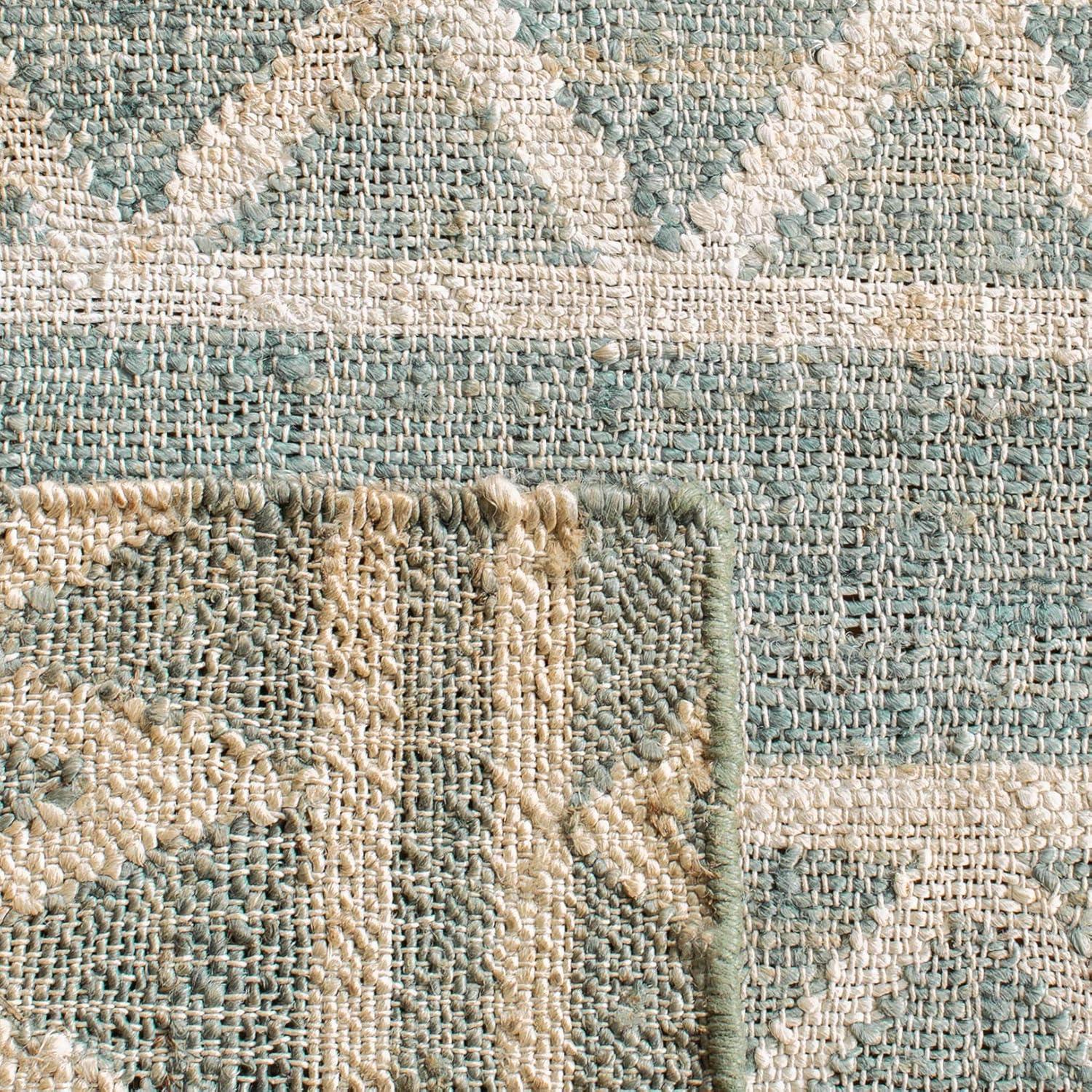 image:imageSAFAVIEH Kilim Collection Area Rug 5 x 8 Blue amp Beige Handmade Moroccan Boho Jute amp Cotton Ideal for High Traffic Areas in Living Room Bedroom KLM752HBlueBeige