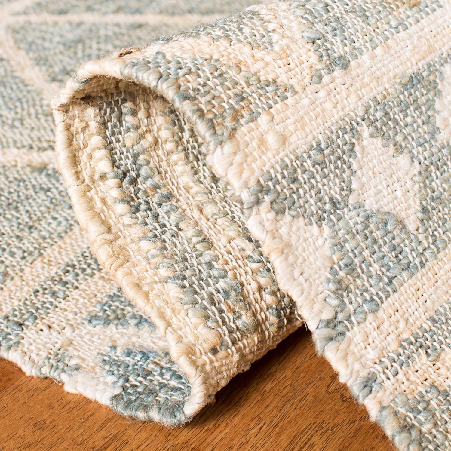 image:imageSAFAVIEH Kilim Collection Area Rug 5 x 8 Blue amp Beige Handmade Moroccan Boho Jute amp Cotton Ideal for High Traffic Areas in Living Room Bedroom KLM752HBlueBeige