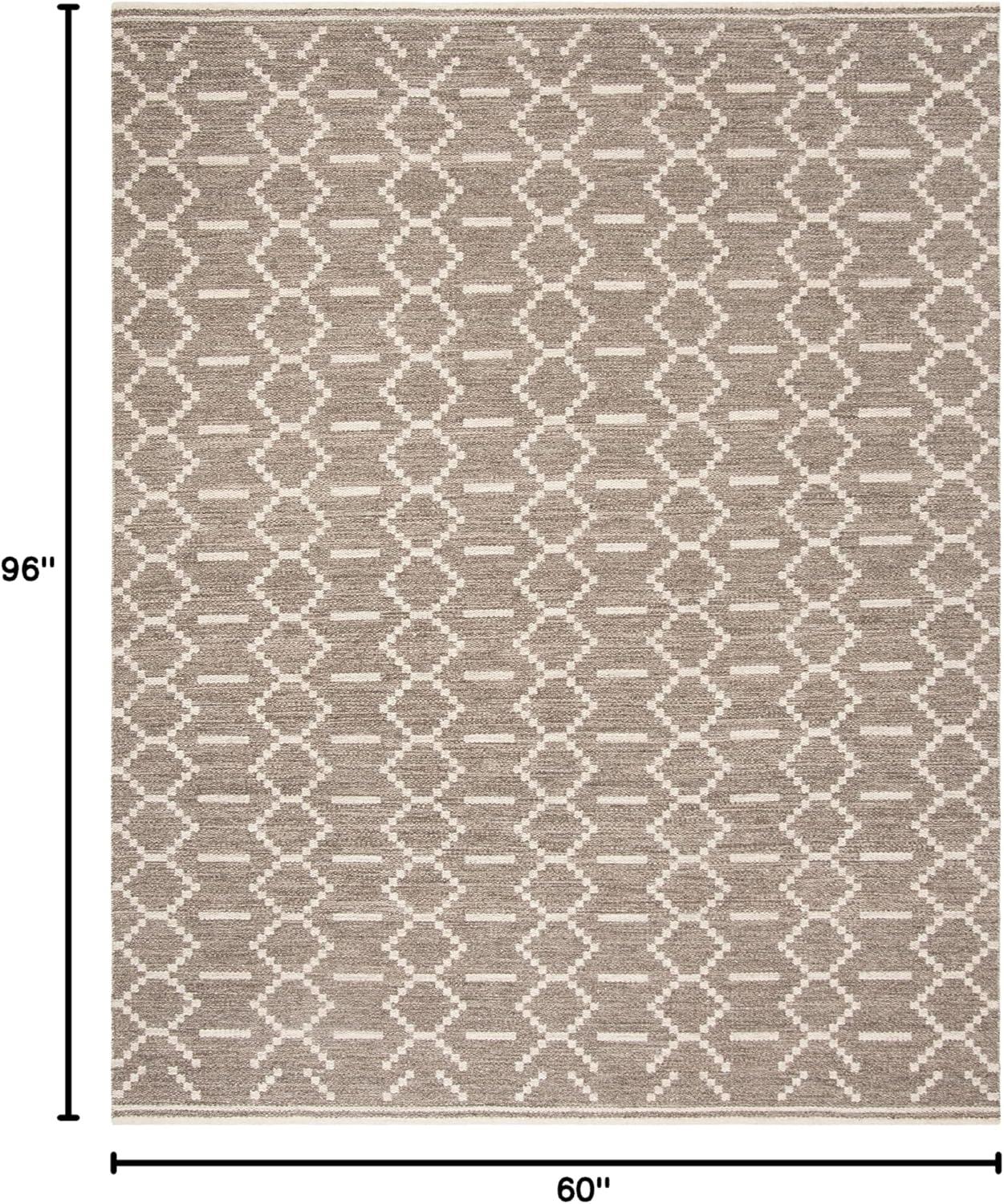image:imageSAFAVIEH Kilim Collection Area Rug 5 x 8 Grey amp Ivory Handmade Flat Weave Wool Ideal for High Traffic Areas in Living Room Bedroom KLM353AGreyIvory