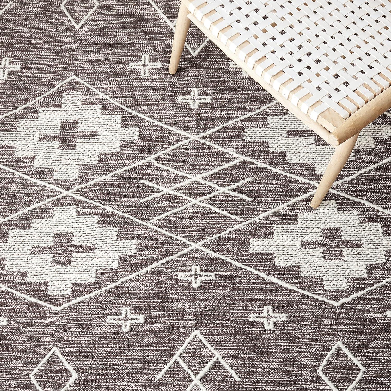 image:imageSAFAVIEH Kilim Collection Area Rug 5 x 8 Grey amp Ivory Handmade Moroccan Boho Rustic Cotton Ideal for High Traffic Areas in Living Room Bedroom KLM851FBrownIvory