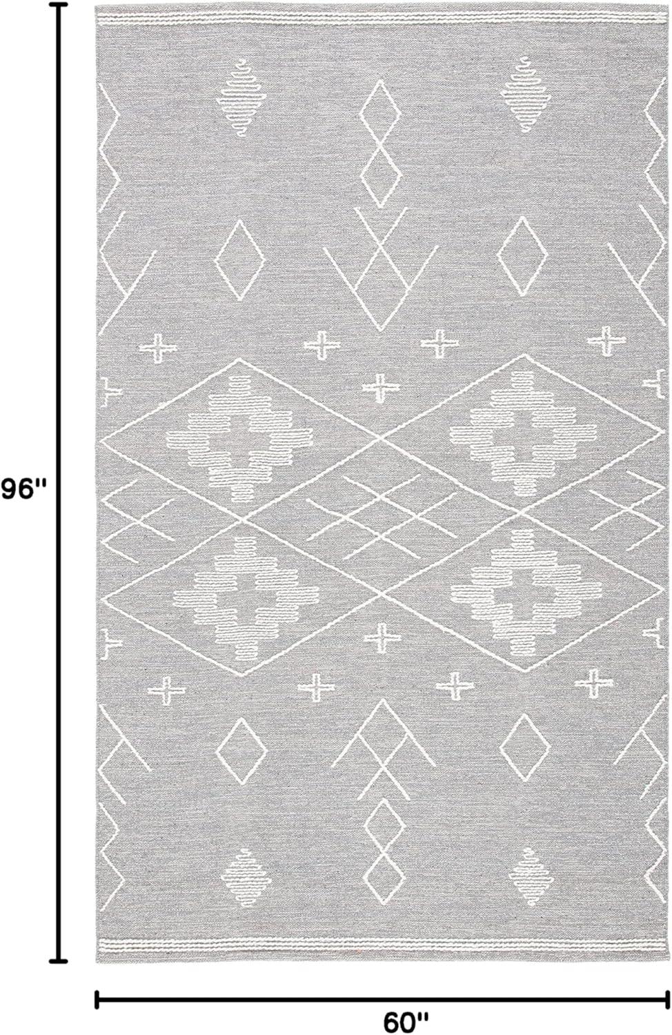 image:imageSAFAVIEH Kilim Collection Area Rug 5 x 8 Grey amp Ivory Handmade Moroccan Boho Rustic Cotton Ideal for High Traffic Areas in Living Room Bedroom KLM851FGreyIvory