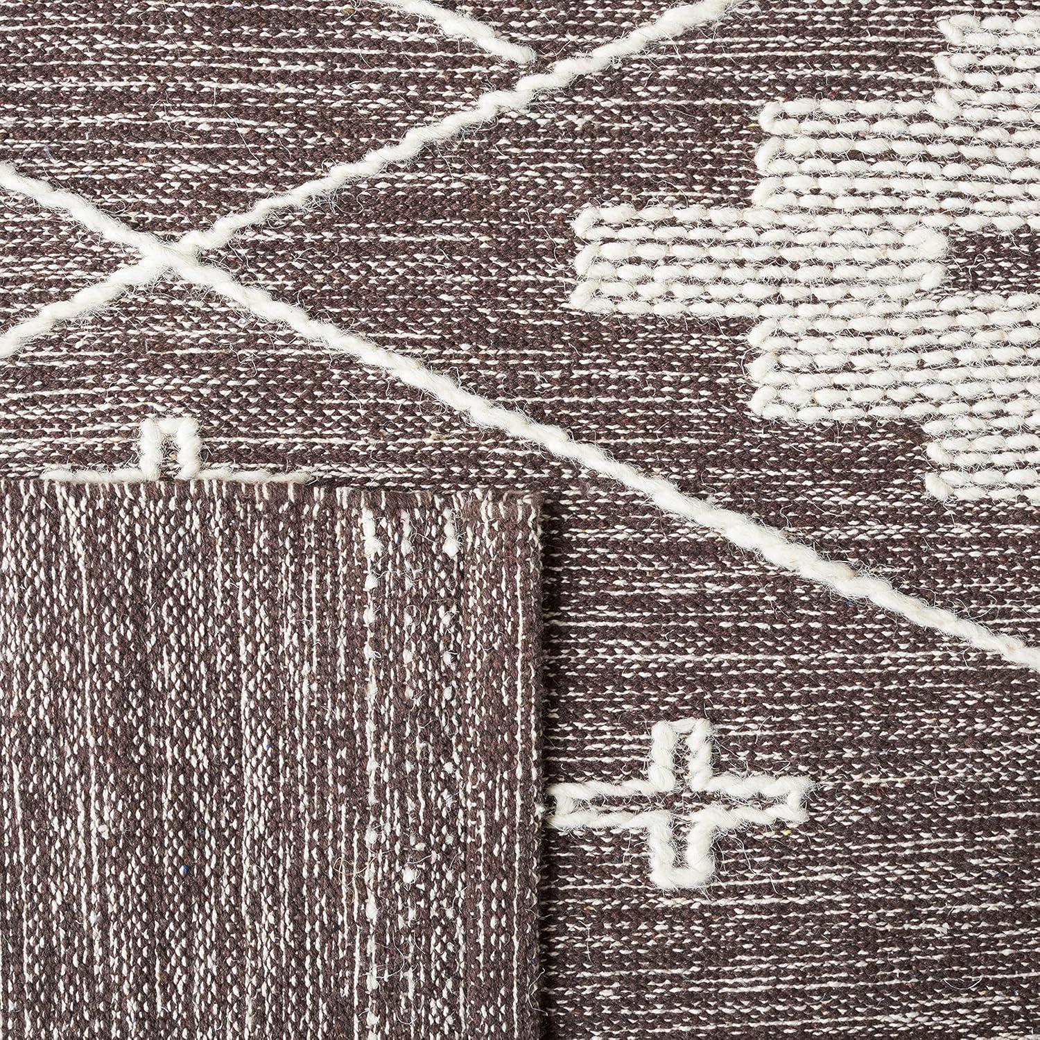 image:imageSAFAVIEH Kilim Collection Area Rug 5 x 8 Grey amp Ivory Handmade Moroccan Boho Rustic Cotton Ideal for High Traffic Areas in Living Room Bedroom KLM851FBrownIvory