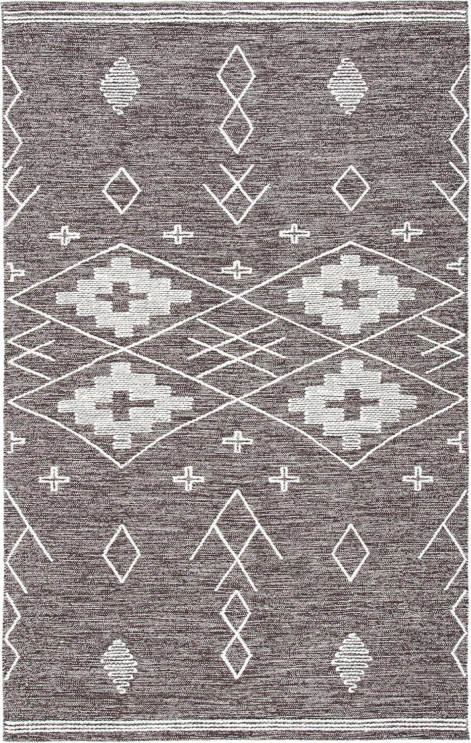 image:imageSAFAVIEH Kilim Collection Area Rug 5 x 8 Grey amp Ivory Handmade Moroccan Boho Rustic Cotton Ideal for High Traffic Areas in Living Room Bedroom KLM851FBrownIvory