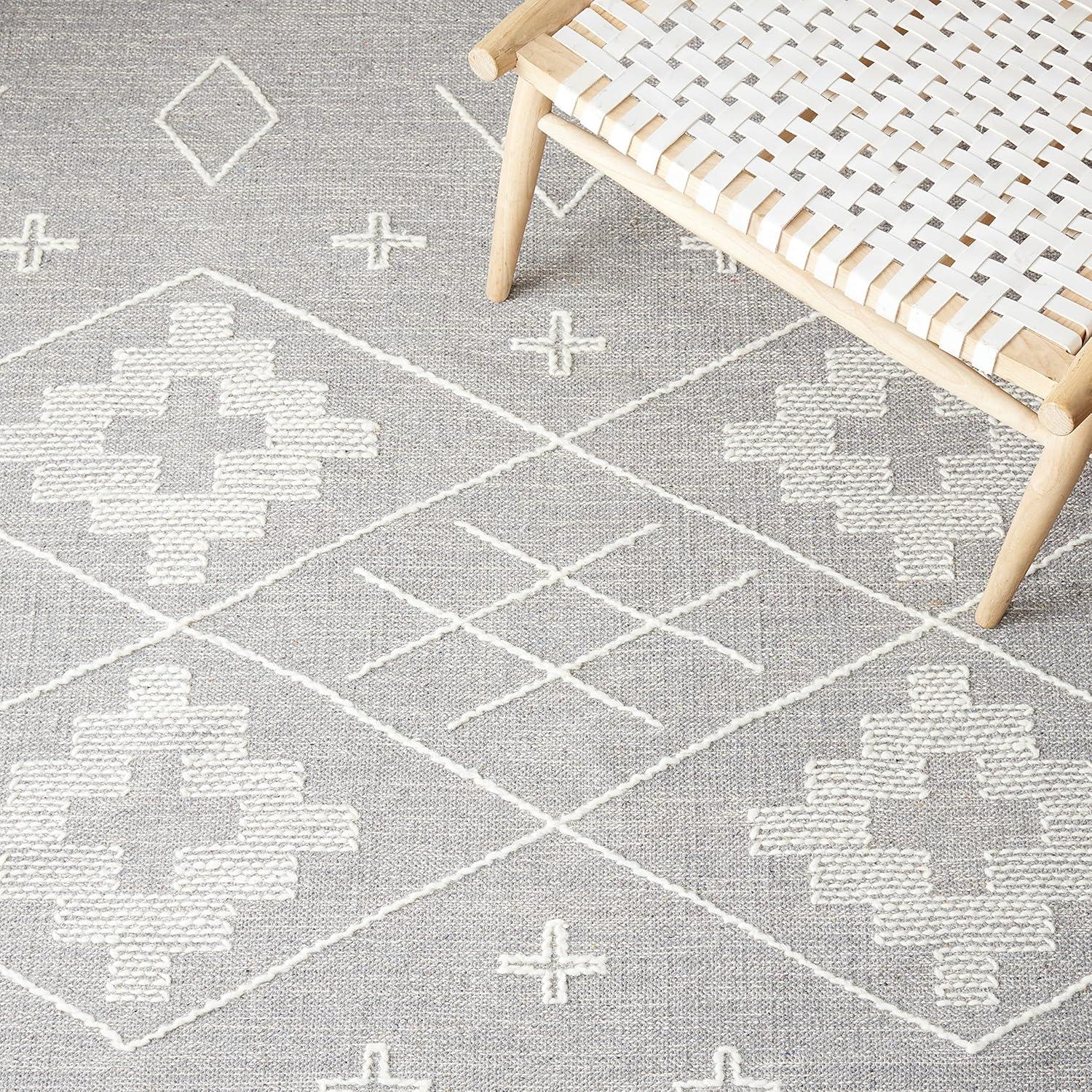 image:imageSAFAVIEH Kilim Collection Area Rug 5 x 8 Grey amp Ivory Handmade Moroccan Boho Rustic Cotton Ideal for High Traffic Areas in Living Room Bedroom KLM851FGreyIvory