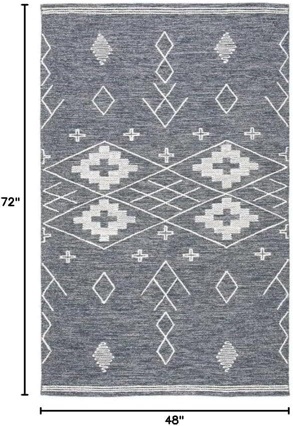 image:imageSAFAVIEH Kilim Collection Area Rug 5 x 8 Grey amp Ivory Handmade Moroccan Boho Rustic Cotton Ideal for High Traffic Areas in Living Room Bedroom KLM851FCharcoalIvory