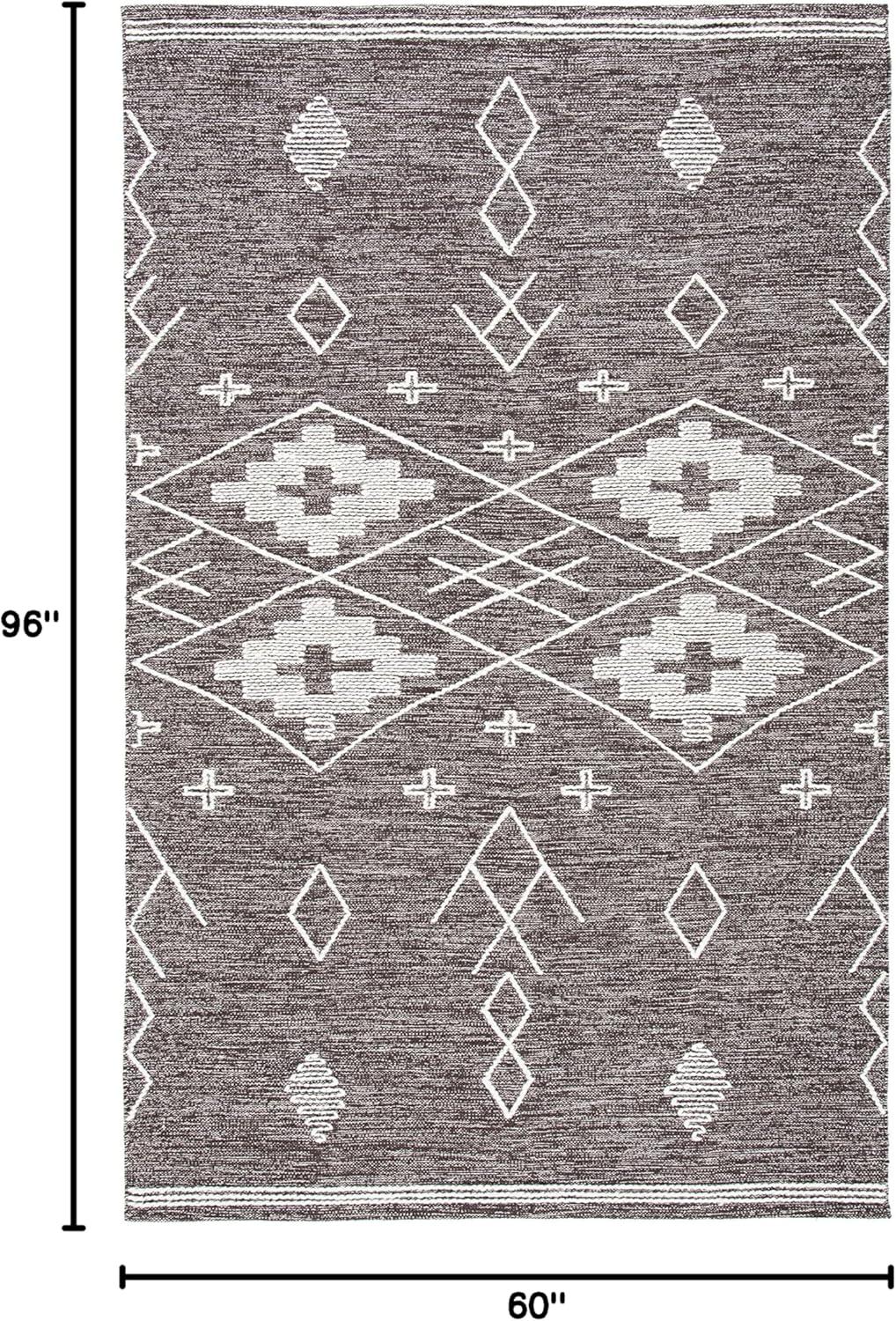 image:imageSAFAVIEH Kilim Collection Area Rug 5 x 8 Grey amp Ivory Handmade Moroccan Boho Rustic Cotton Ideal for High Traffic Areas in Living Room Bedroom KLM851FBrownIvory