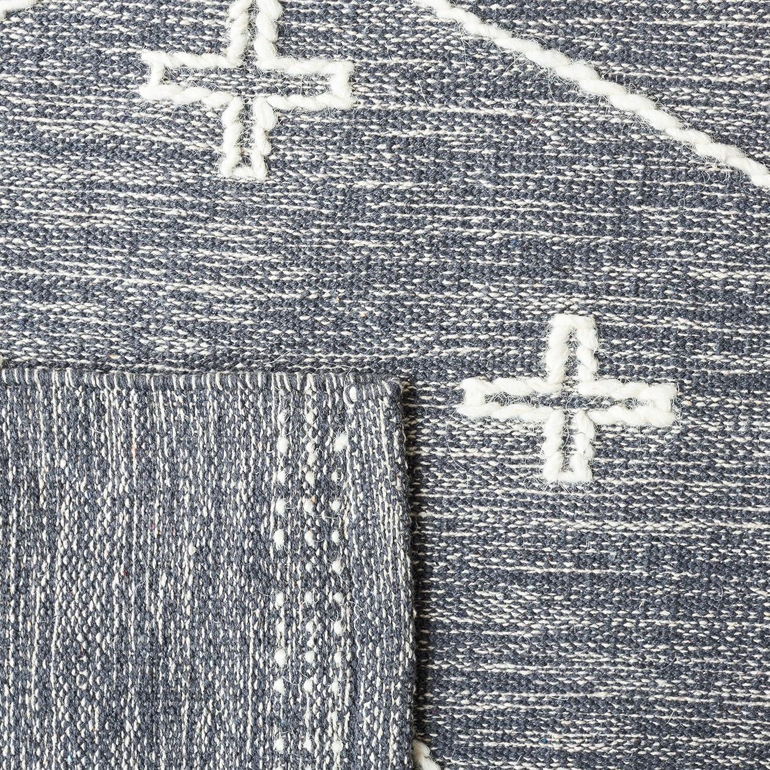 image:imageSAFAVIEH Kilim Collection Area Rug 5 x 8 Grey amp Ivory Handmade Moroccan Boho Rustic Cotton Ideal for High Traffic Areas in Living Room Bedroom KLM851FCharcoalIvory