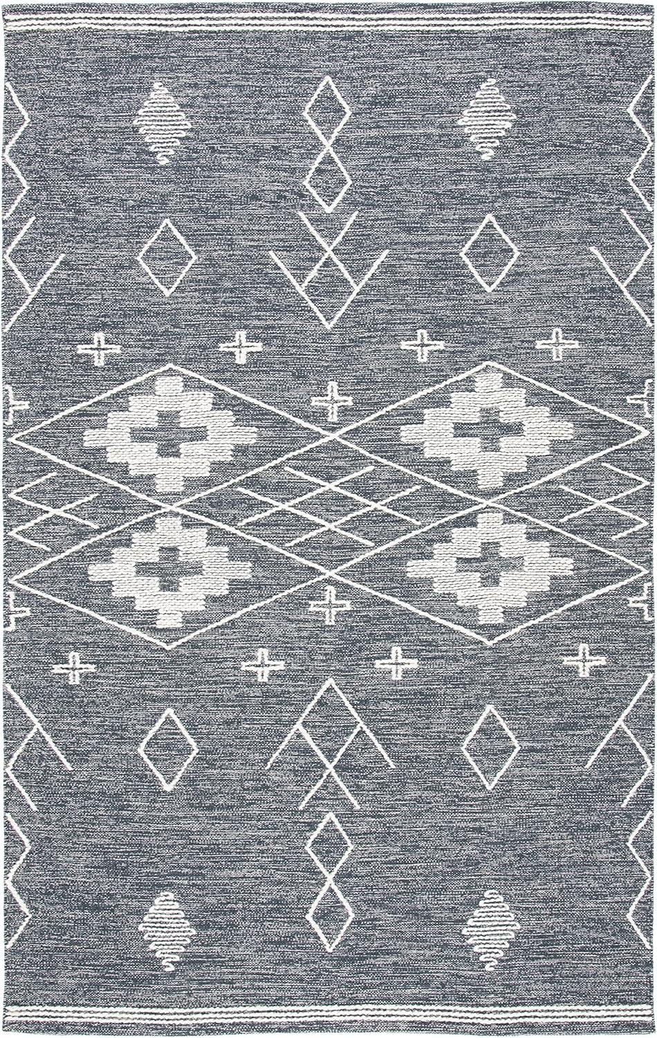 image:imageSAFAVIEH Kilim Collection Area Rug 5 x 8 Grey amp Ivory Handmade Moroccan Boho Rustic Cotton Ideal for High Traffic Areas in Living Room Bedroom KLM851FCharcoalIvory
