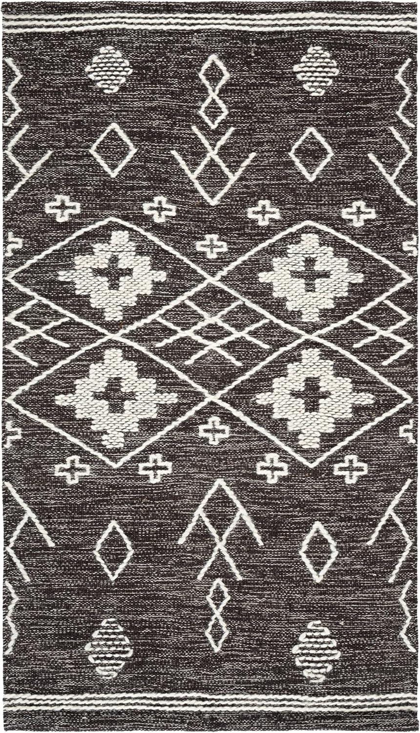 image:imageSAFAVIEH Kilim Collection Area Rug 5 x 8 Grey amp Ivory Handmade Moroccan Boho Rustic Cotton Ideal for High Traffic Areas in Living Room Bedroom KLM851FBrownIvory