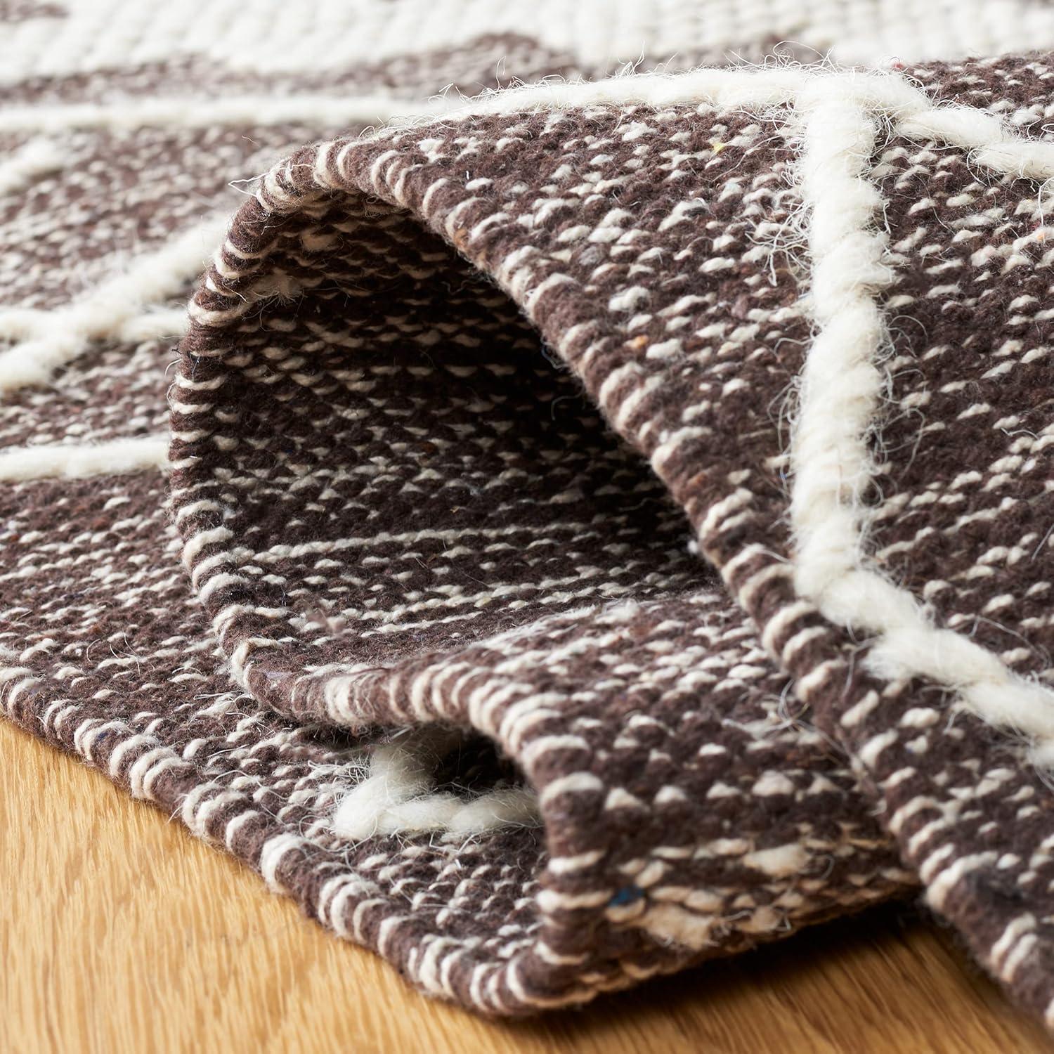 image:imageSAFAVIEH Kilim Collection Area Rug 5 x 8 Grey amp Ivory Handmade Moroccan Boho Rustic Cotton Ideal for High Traffic Areas in Living Room Bedroom KLM851FBrownIvory
