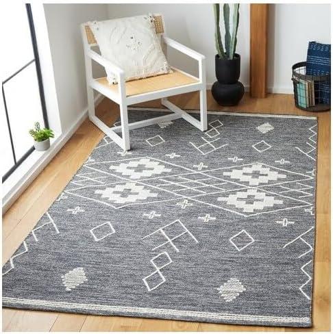 image:imageSAFAVIEH Kilim Collection Area Rug 5 x 8 Grey amp Ivory Handmade Moroccan Boho Rustic Cotton Ideal for High Traffic Areas in Living Room Bedroom KLM851FCharcoalIvory