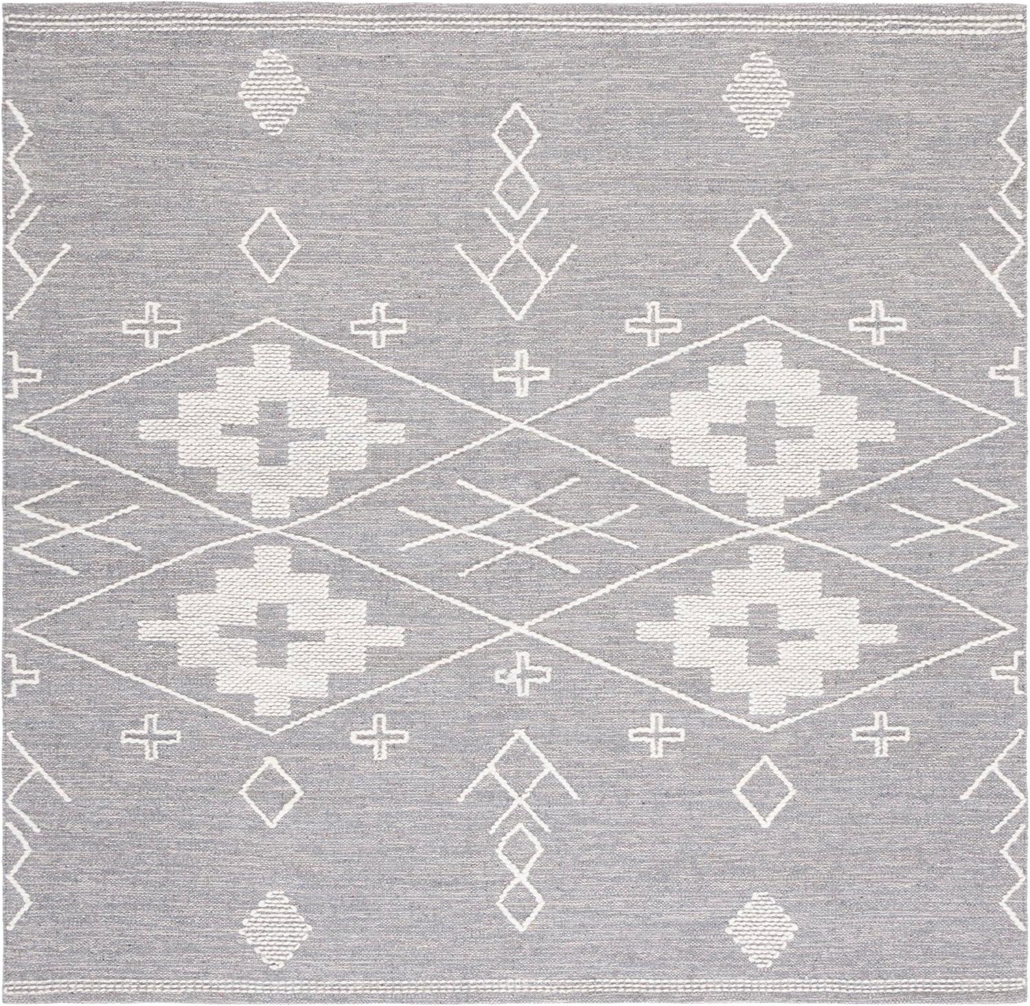 image:imageSAFAVIEH Kilim Collection Area Rug 5 x 8 Grey amp Ivory Handmade Moroccan Boho Rustic Cotton Ideal for High Traffic Areas in Living Room Bedroom KLM851FGreyIvory