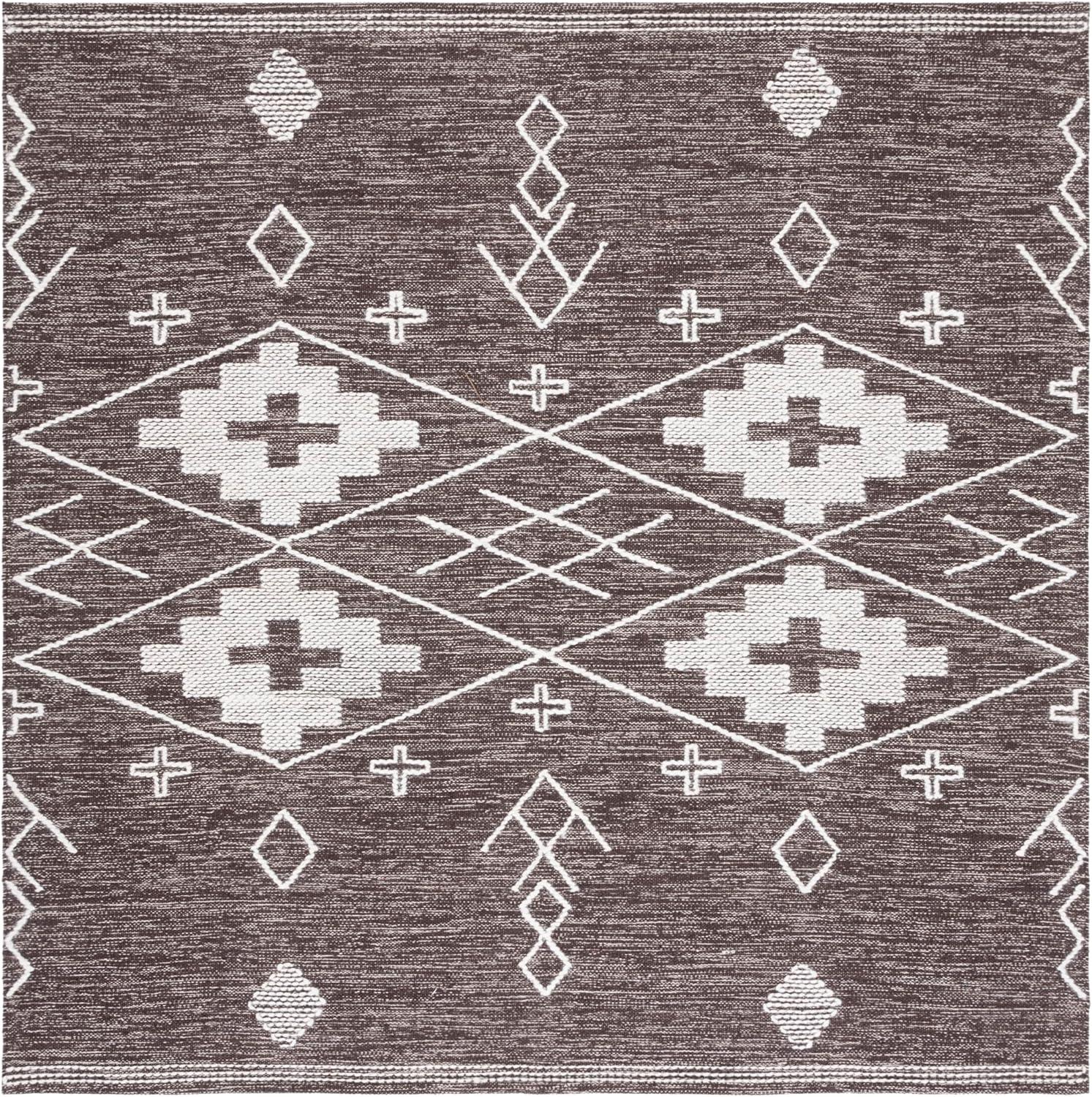 image:imageSAFAVIEH Kilim Collection Area Rug 5 x 8 Grey amp Ivory Handmade Moroccan Boho Rustic Cotton Ideal for High Traffic Areas in Living Room Bedroom KLM851FBrownIvory