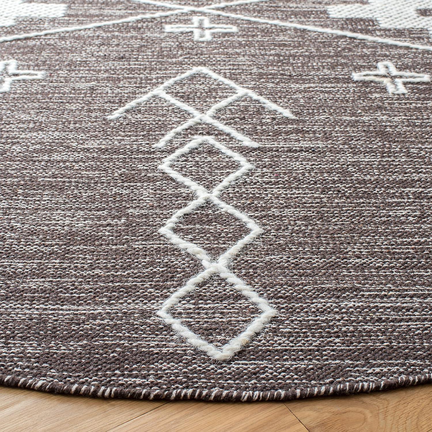 image:imageSAFAVIEH Kilim Collection Area Rug 5 x 8 Grey amp Ivory Handmade Moroccan Boho Rustic Cotton Ideal for High Traffic Areas in Living Room Bedroom KLM851FBrownIvory