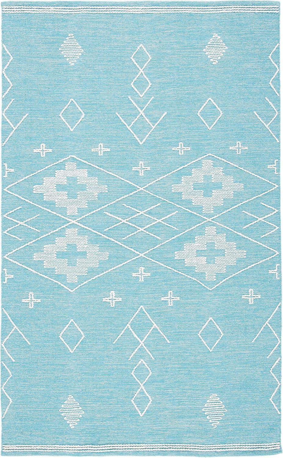image:imageSAFAVIEH Kilim Collection Area Rug 5 x 8 Grey amp Ivory Handmade Moroccan Boho Rustic Cotton Ideal for High Traffic Areas in Living Room Bedroom KLM851FTealIvory
