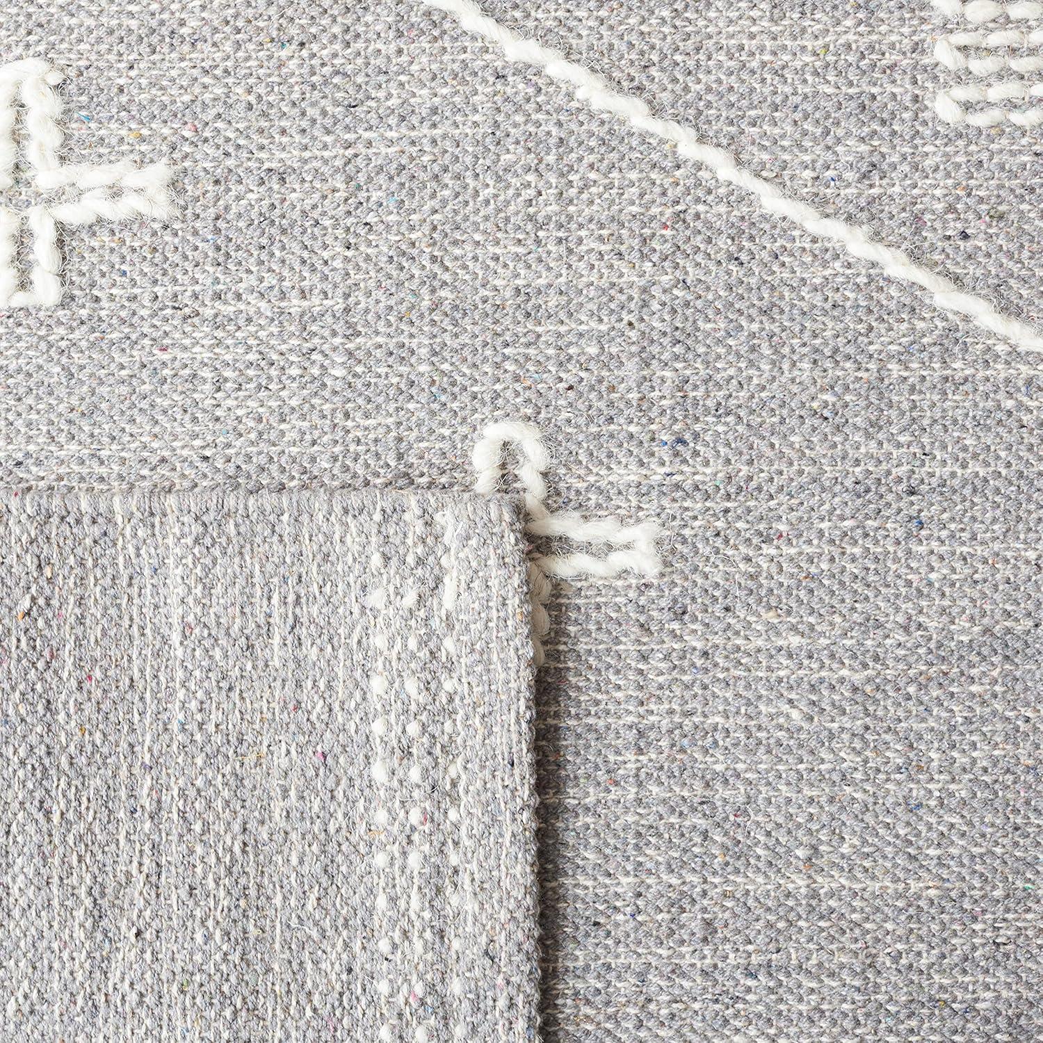 image:imageSAFAVIEH Kilim Collection Area Rug 5 x 8 Grey amp Ivory Handmade Moroccan Boho Rustic Cotton Ideal for High Traffic Areas in Living Room Bedroom KLM851FGreyIvory