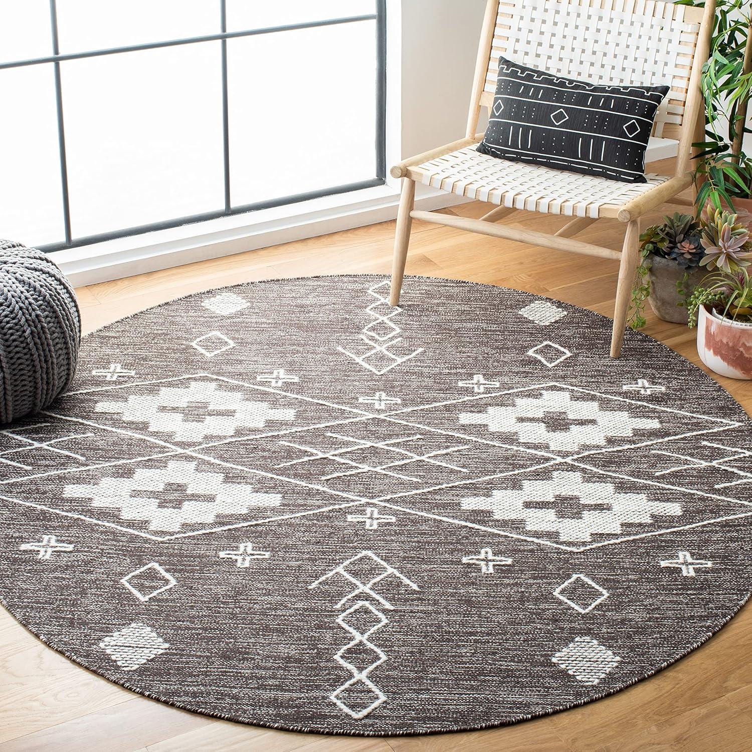 image:imageSAFAVIEH Kilim Collection Area Rug 5 x 8 Grey amp Ivory Handmade Moroccan Boho Rustic Cotton Ideal for High Traffic Areas in Living Room Bedroom KLM851FBrownIvory